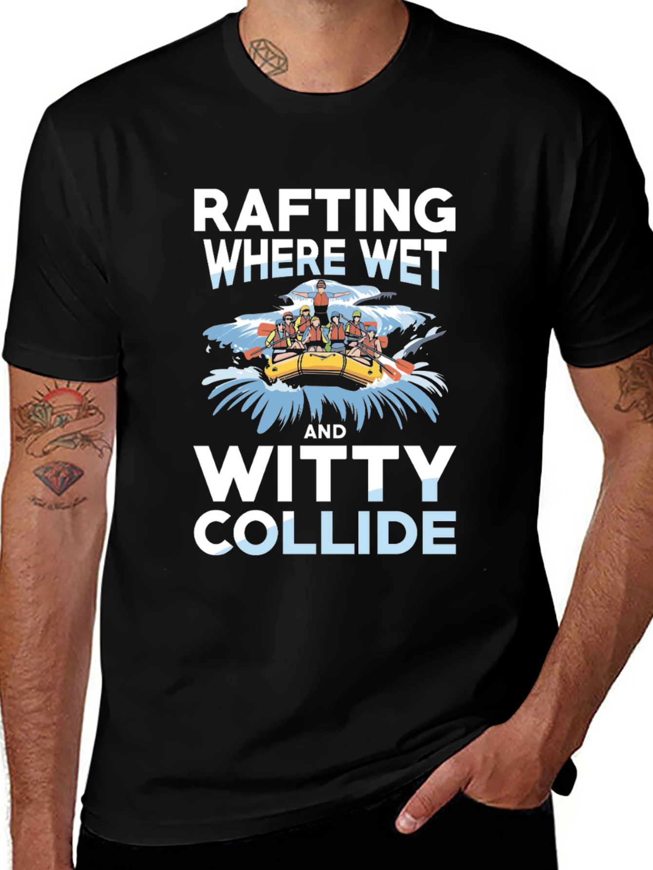 Variant 3 of Rafting Where Wet and Witty Collide Black T-Shirt