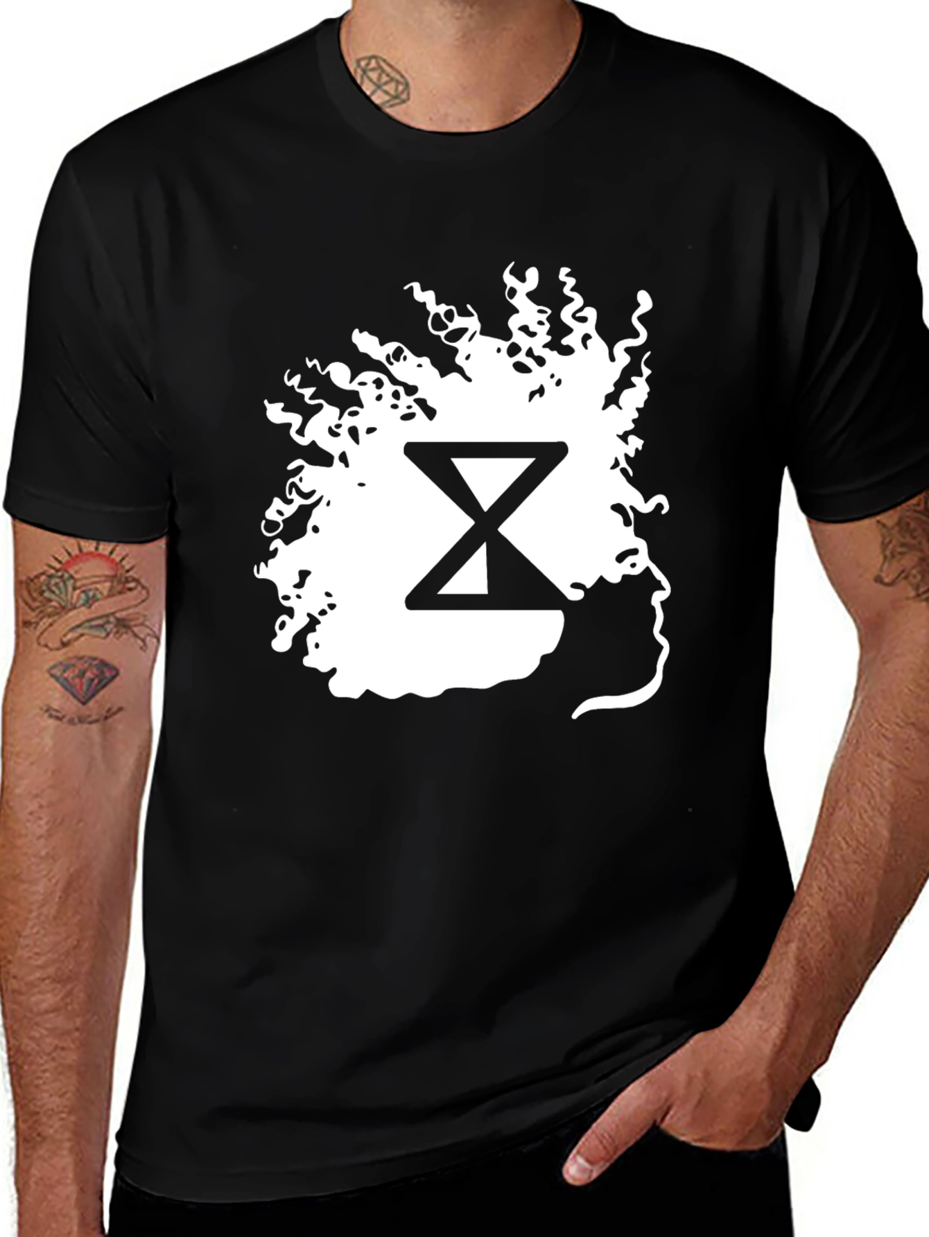 Abstract Hourglass Graphic Tee - Black