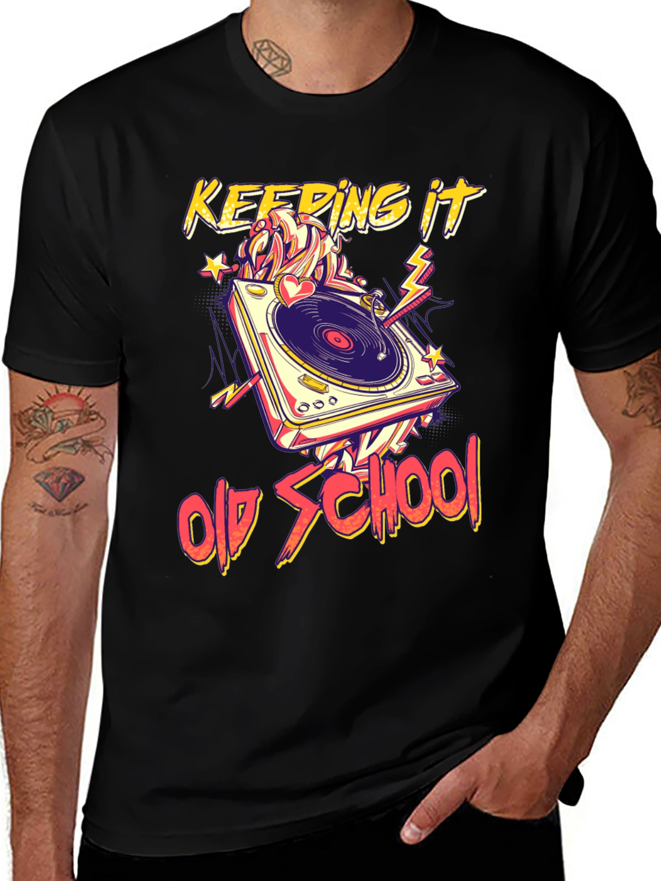 Variant 25 of Keeping It Old School Turntable Graphic Tee