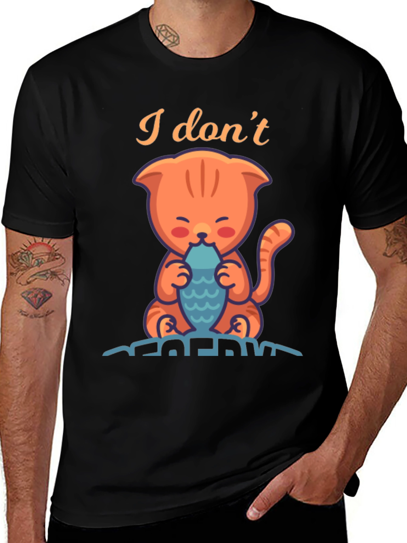 Variant 22 of Cute Cat Eating Fish Graphic T-Shirt
