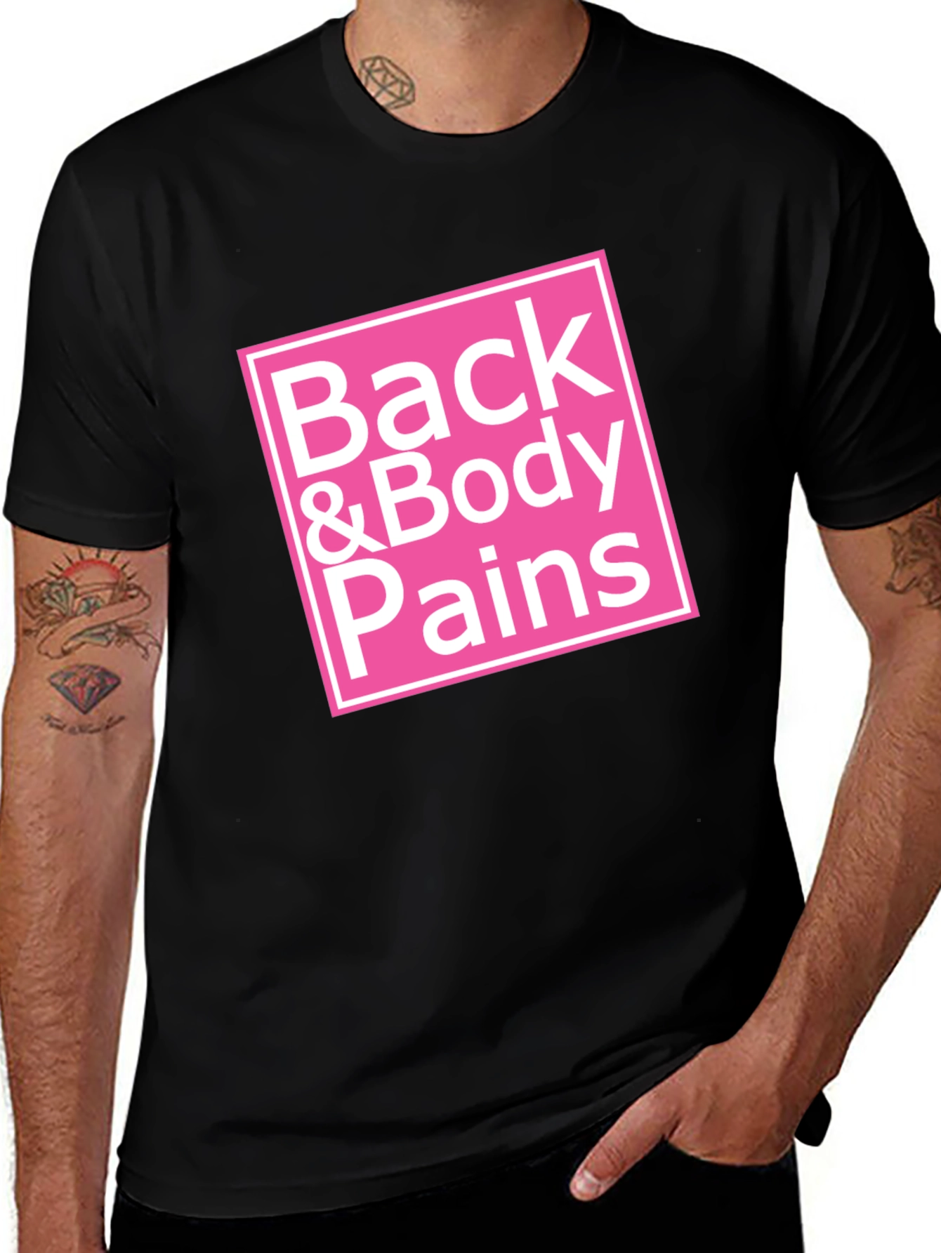 Black Back & Body Pains Graphic Tee - Unisex Black T-Shirt main image