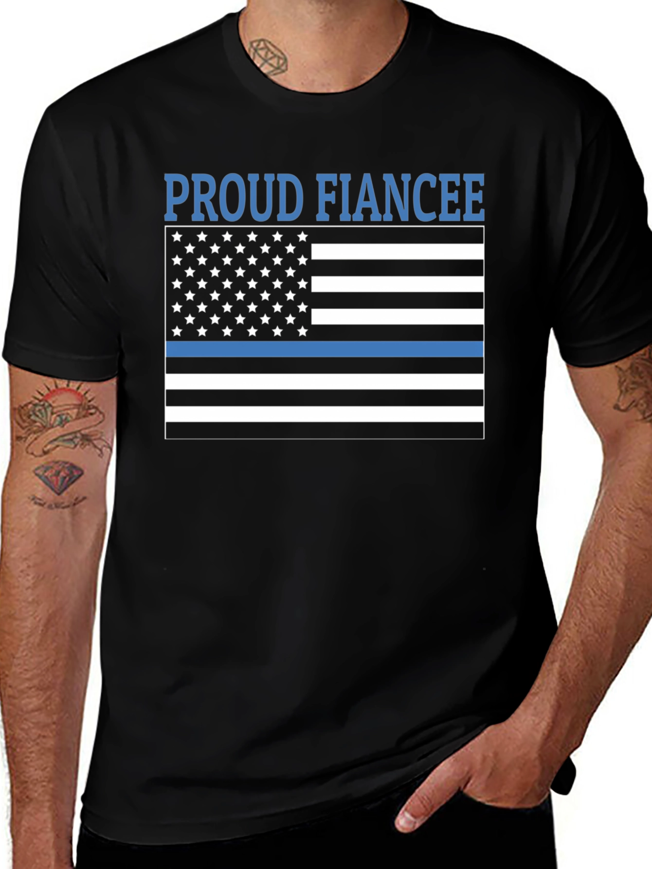 Variant 21 of Proud Fiancee Thin Blue Line Flag T-Shirt