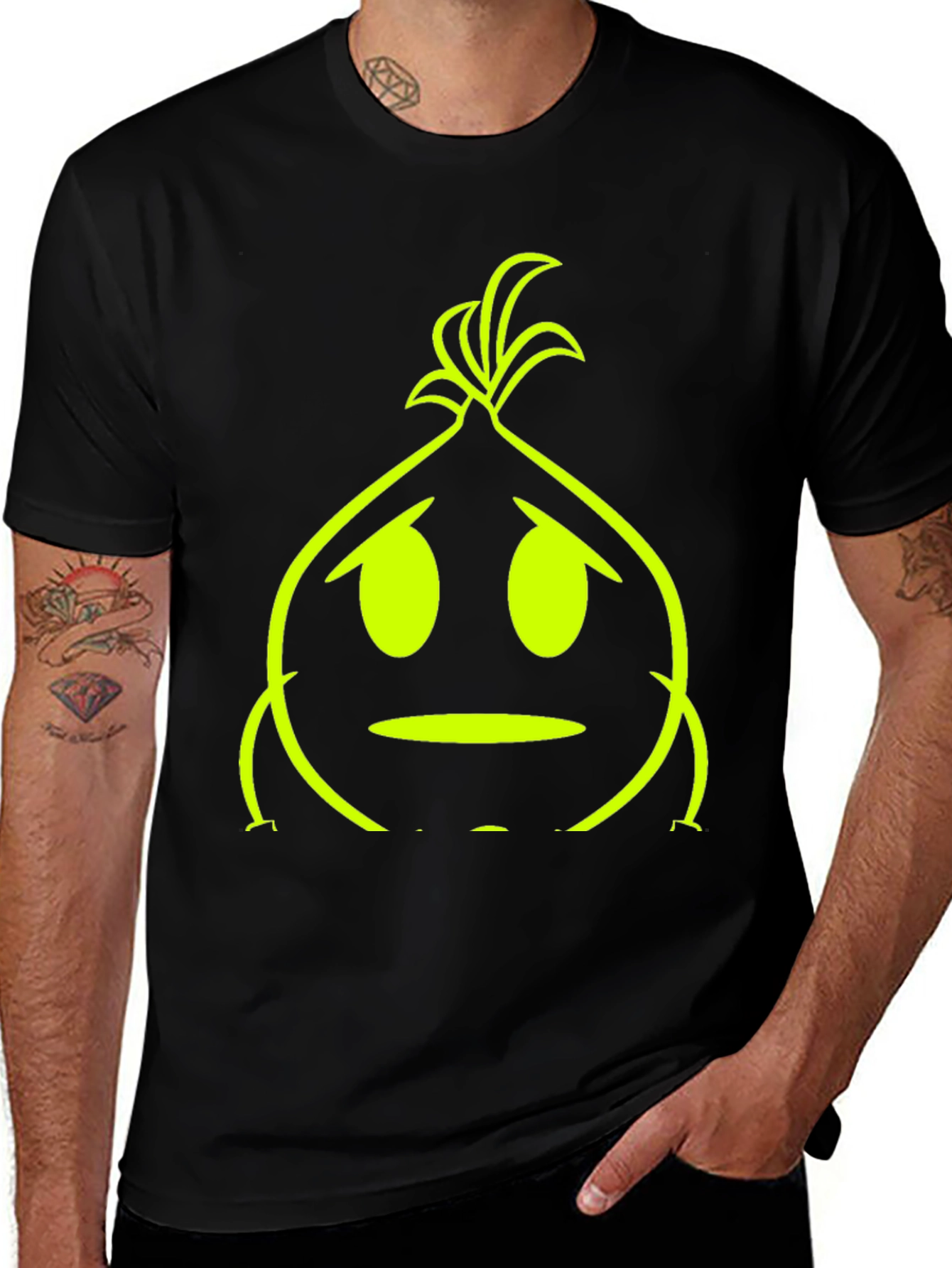 Variant 30 of Sad Onion Graphic Tee - Black Cotton T-Shirt