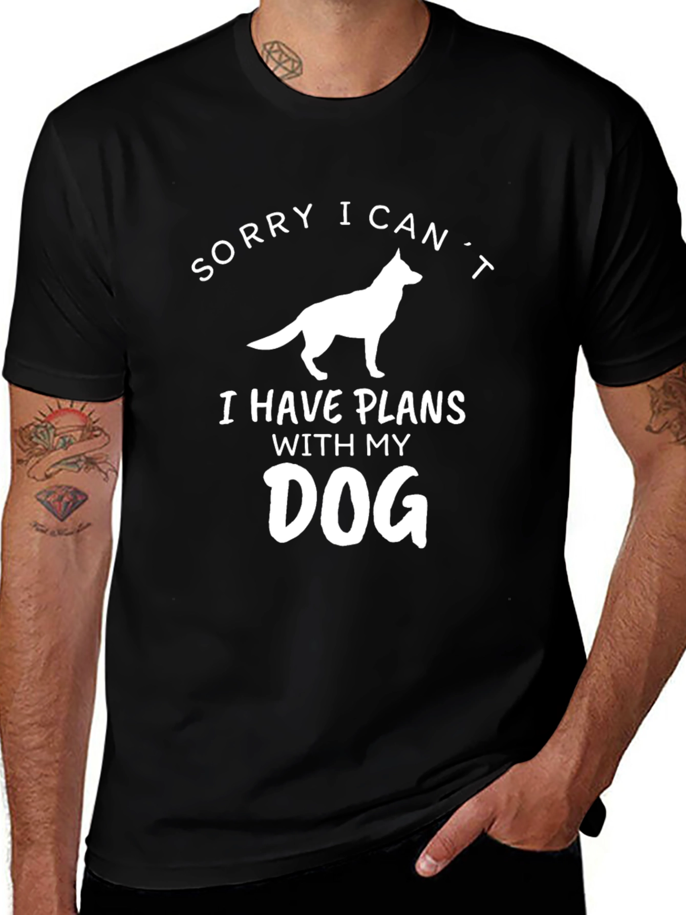 Variant 2 of Sorry I Can't, I Have Plans With My Dog - Black T-Shirt