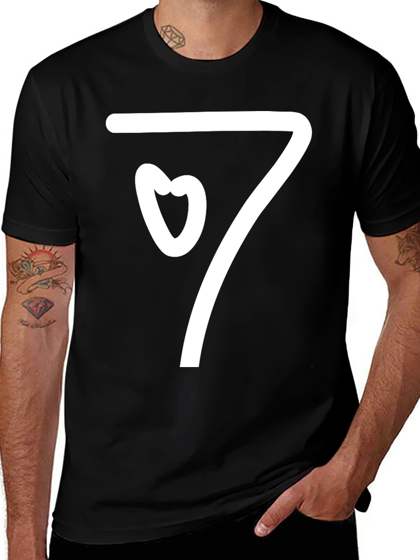Variant 29 of Heart Seven Graphic T-Shirt - Black