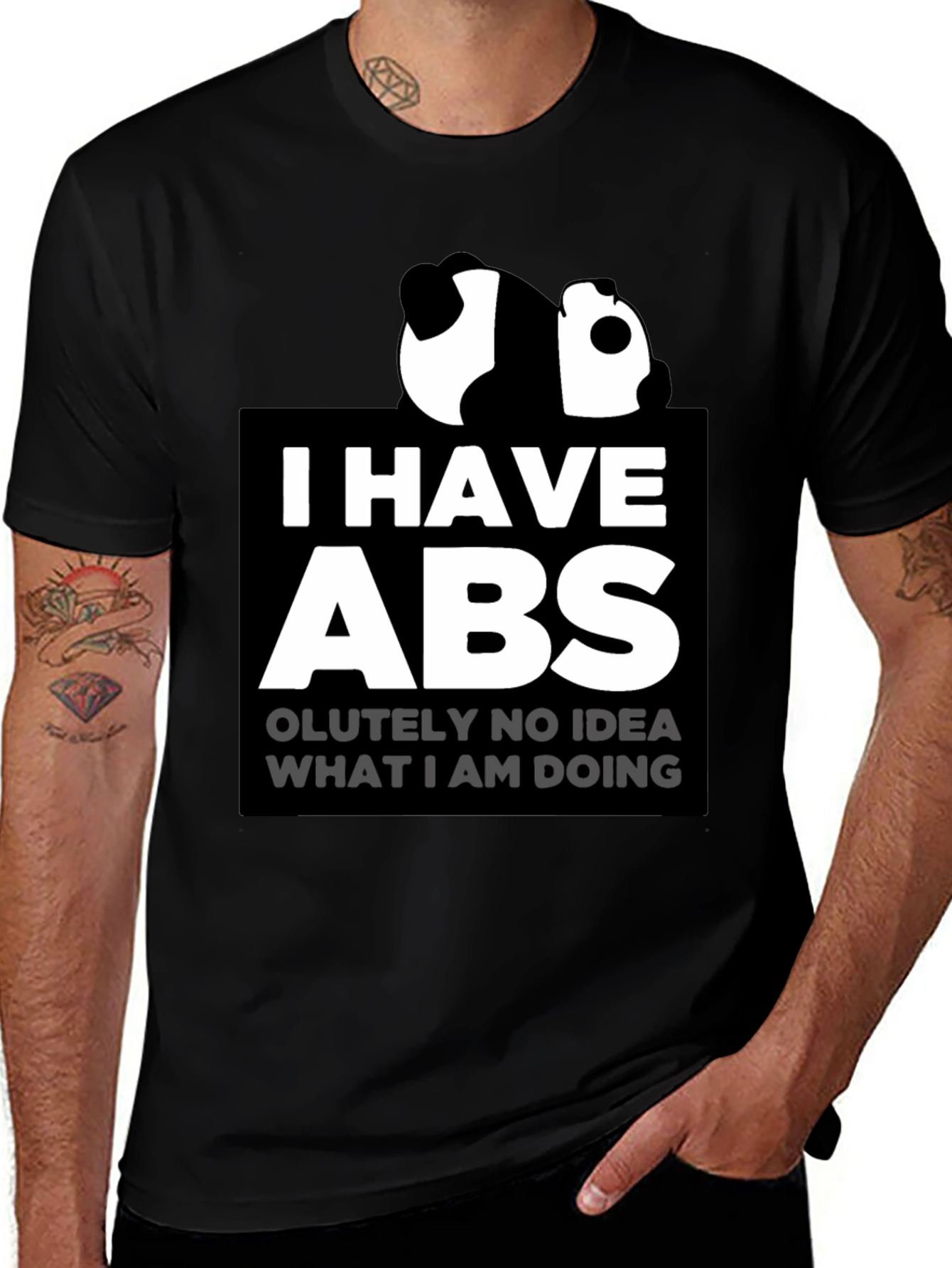 Variant 2 of Funny Panda 'I Have Abs' Graphic T-Shirt