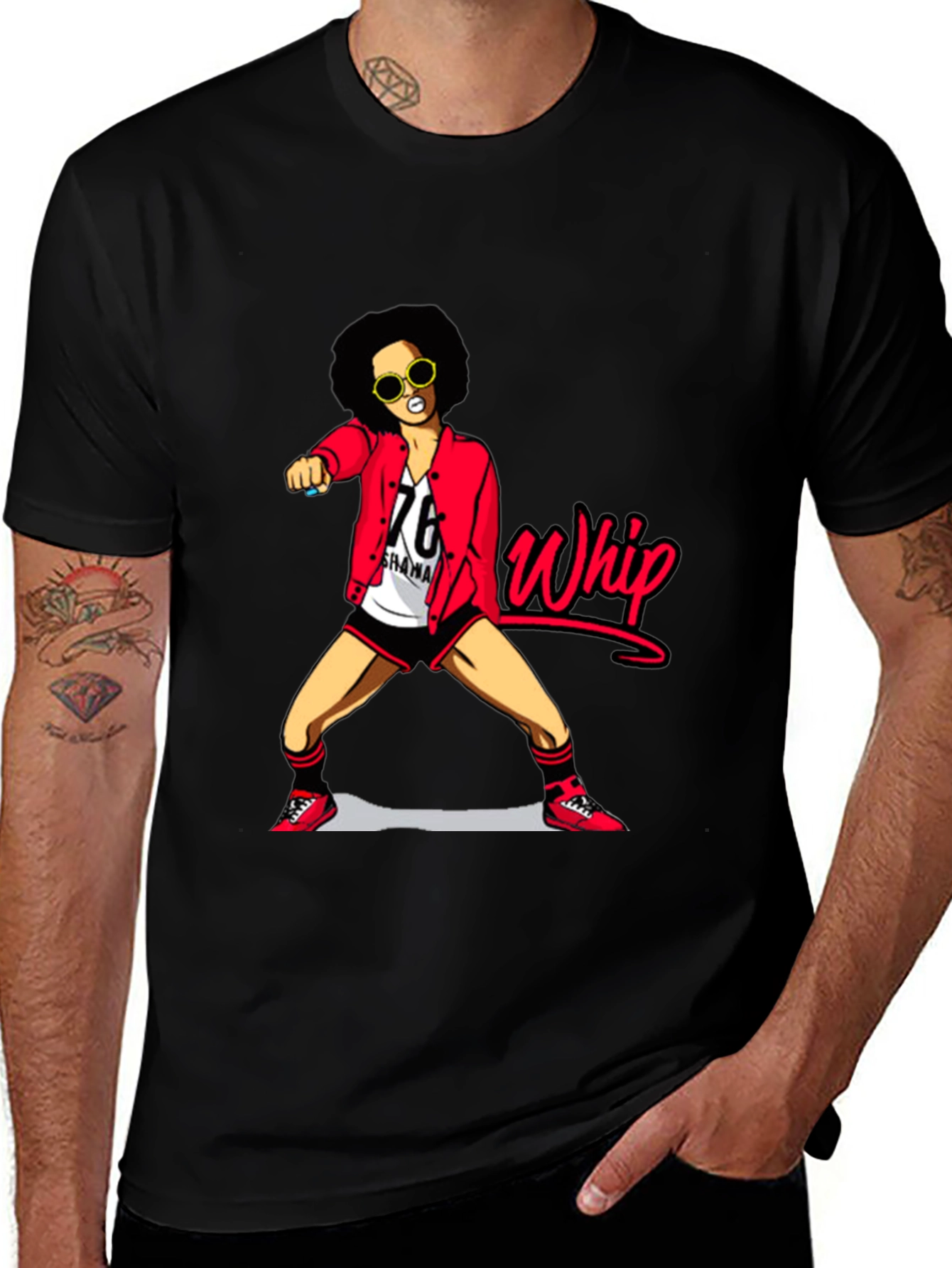 Variant 25 of Trendy 'Whip' Graphic Print Black T-Shirt