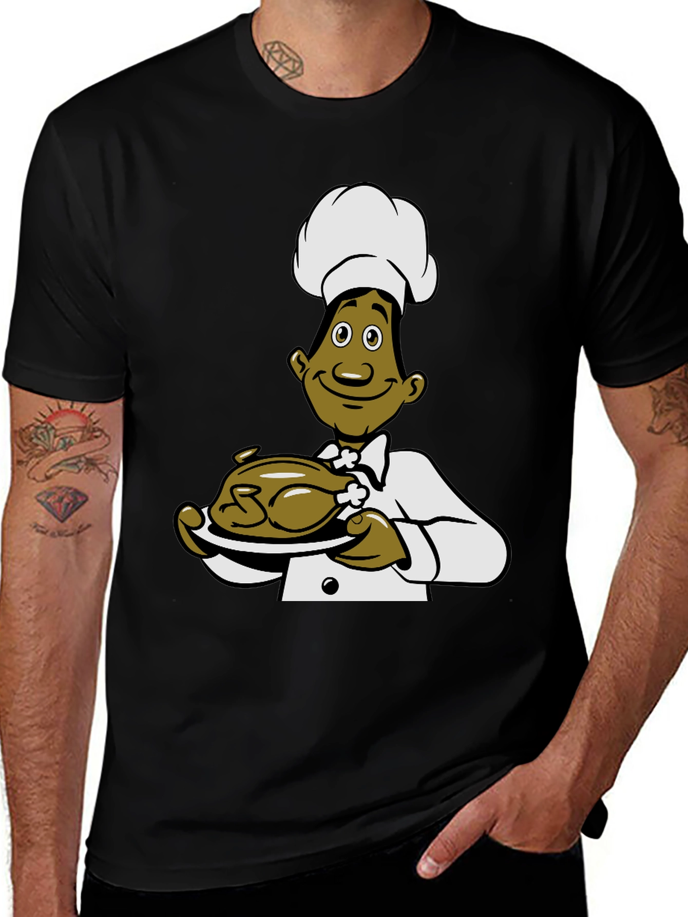 Chef Cartoon Black T-Shirt