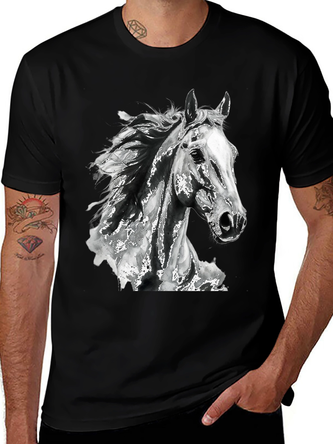 Variant 6 of Horse Graphic Black T-Shirt