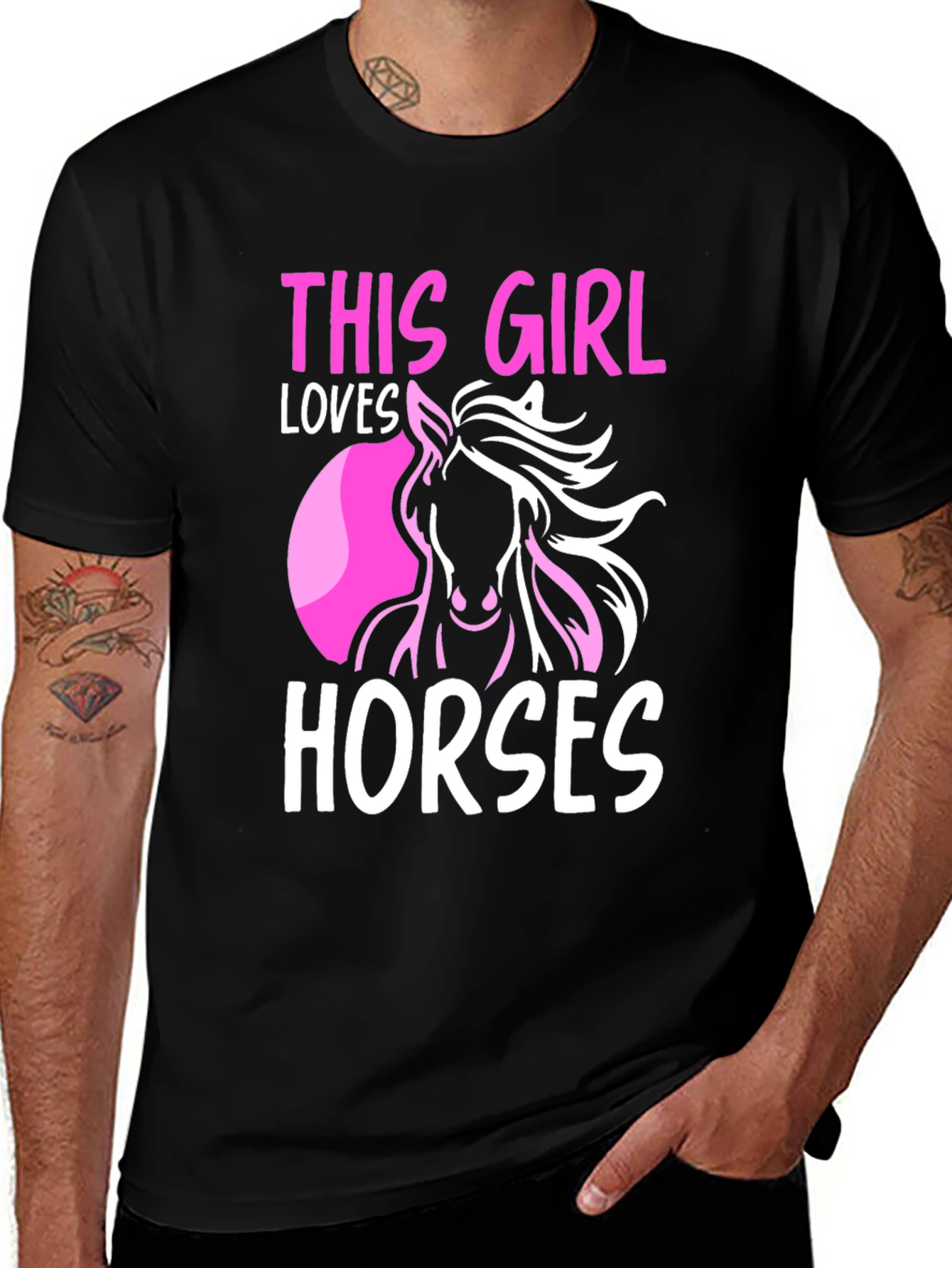 Variant 3 of This Girl Loves Horses Graphic Tee - Equestrian Style Shirt