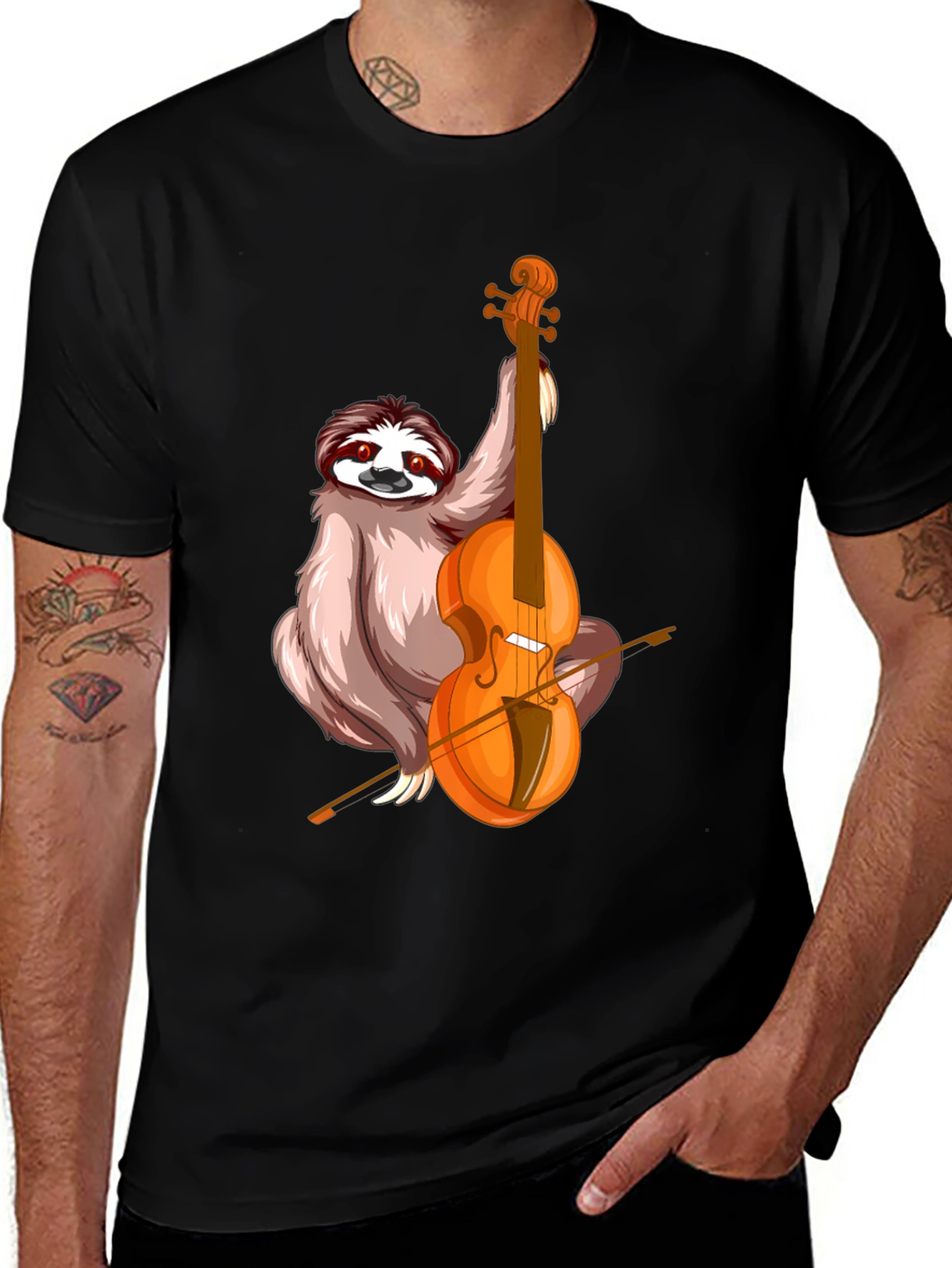 Variant 11 of Sloth Playing Cello Graphic T-Shirt