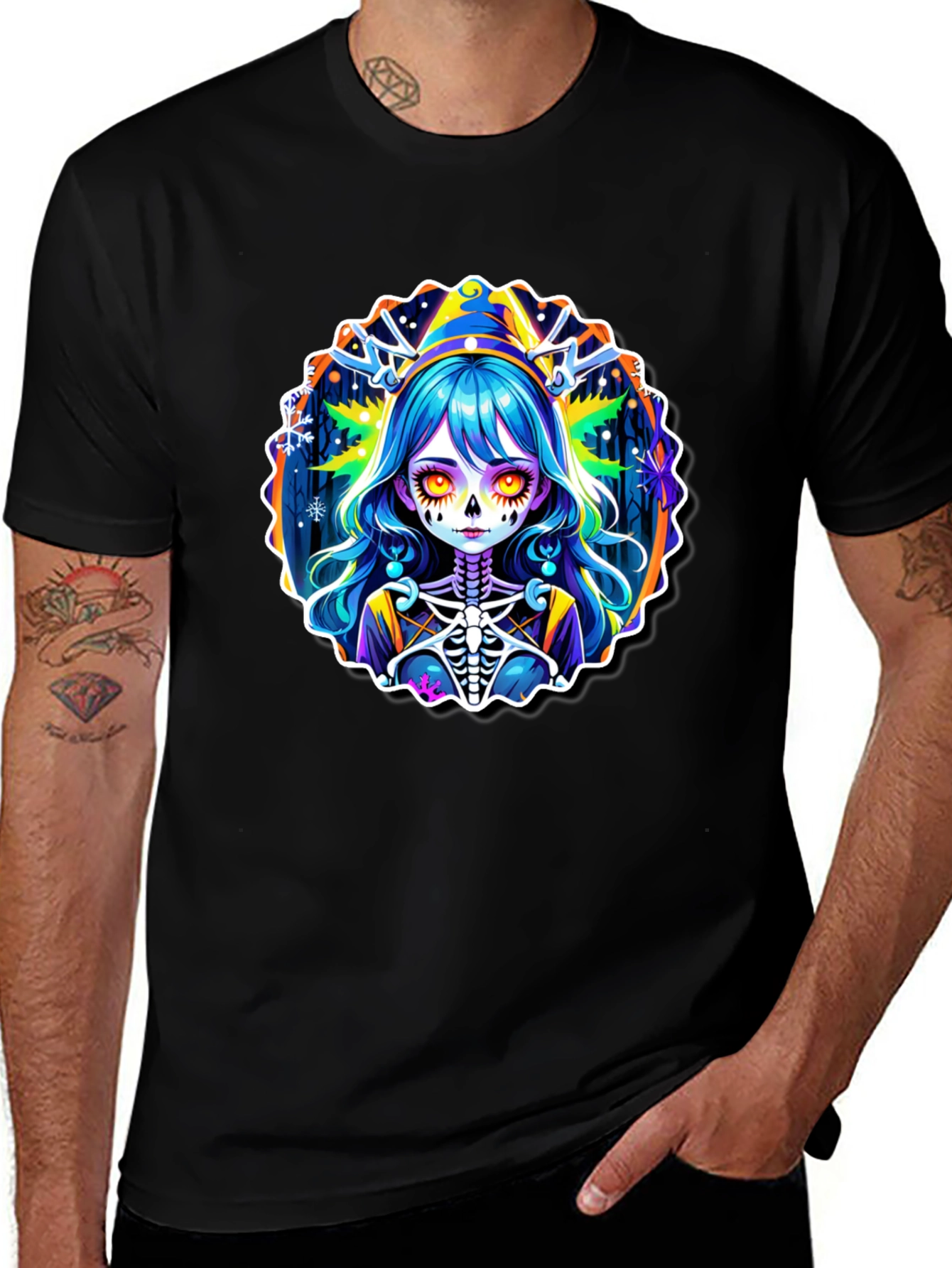 Variant 10 of Halloween Anime Girl Skeleton Graphic Tee