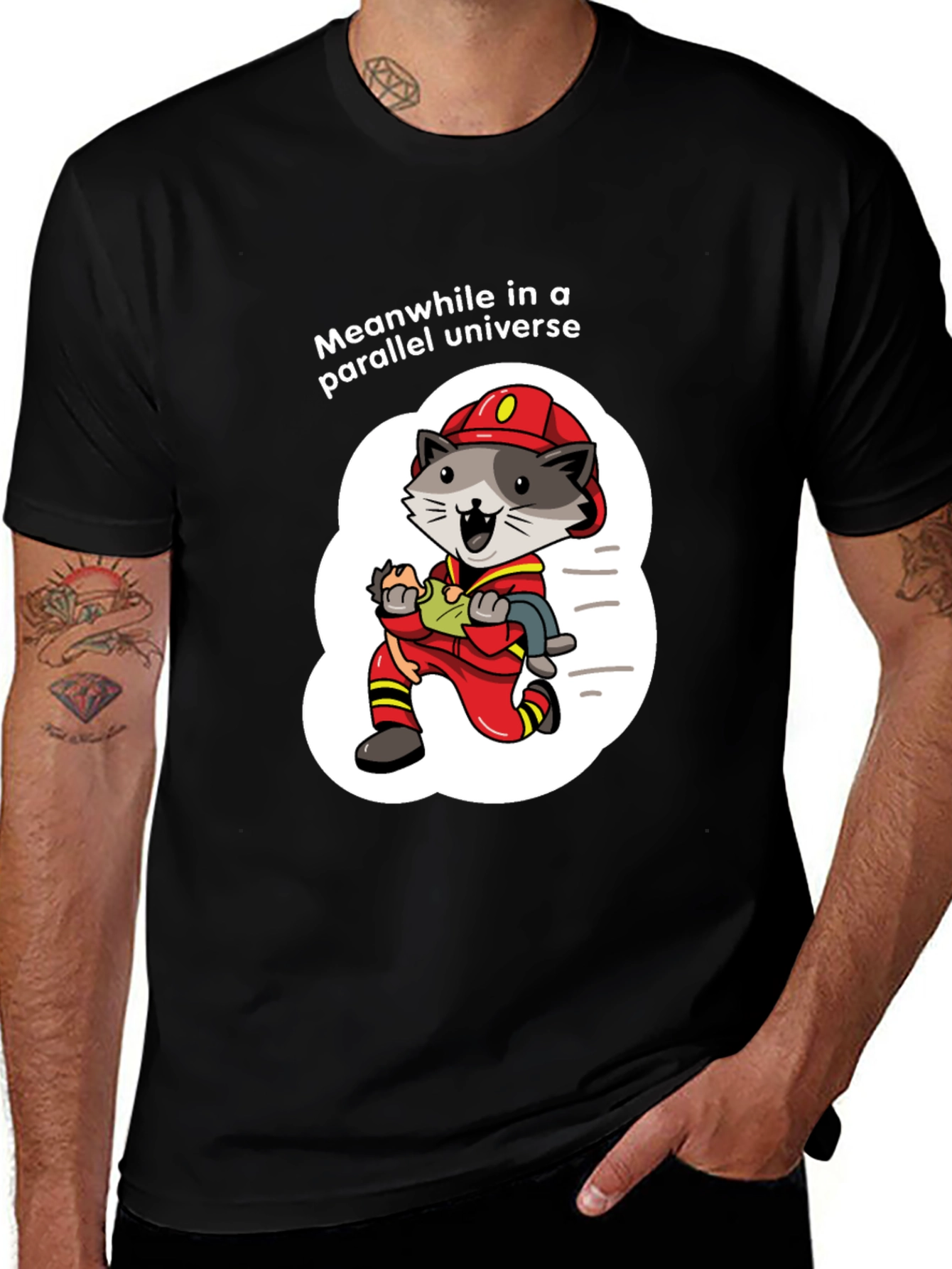 Variant 5 of Parallel Universe Firefighter Raccoon T-Shirt