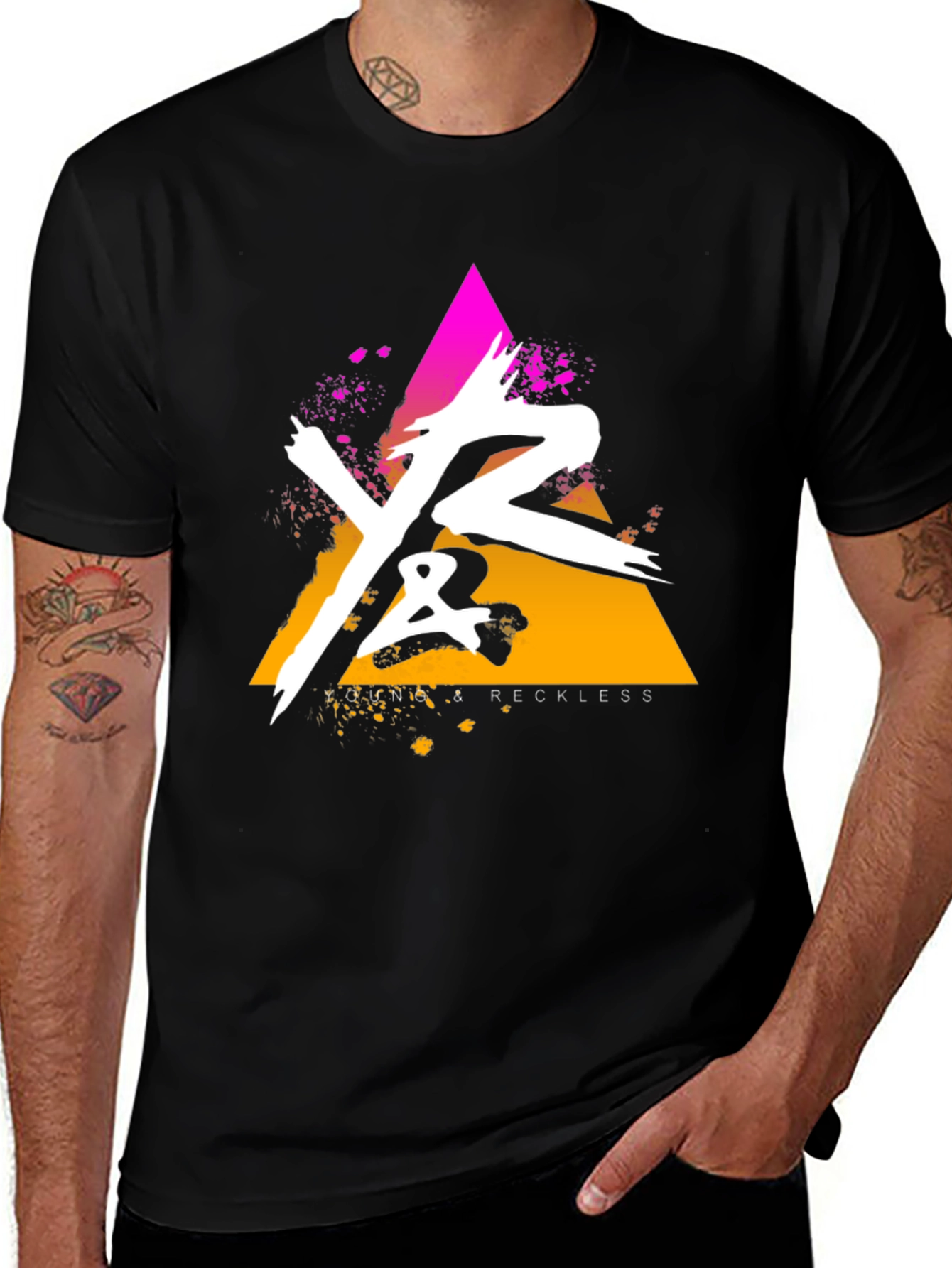 Variant 3 of Black T-Shirt with Vibrant Abstract Graphic Design