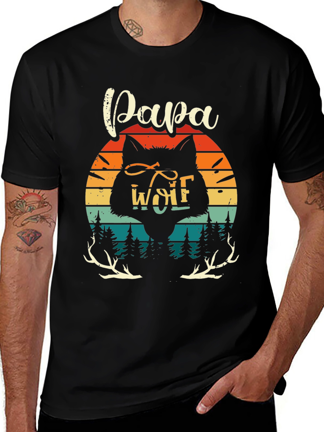 Variant 11 of Papa Wolf Graphic Tee Retro Style