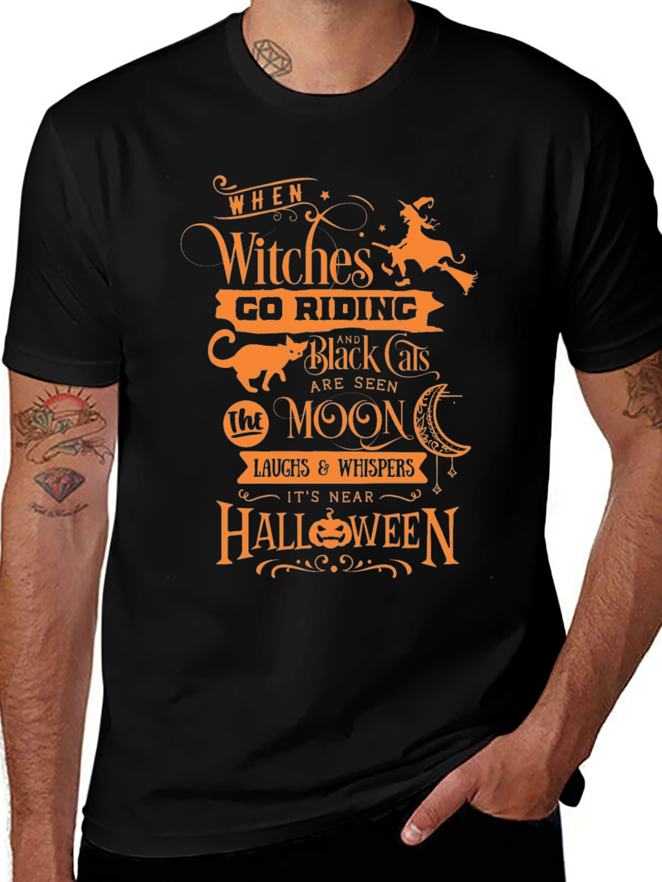 Halloween Witches Go Riding Black T-Shirt