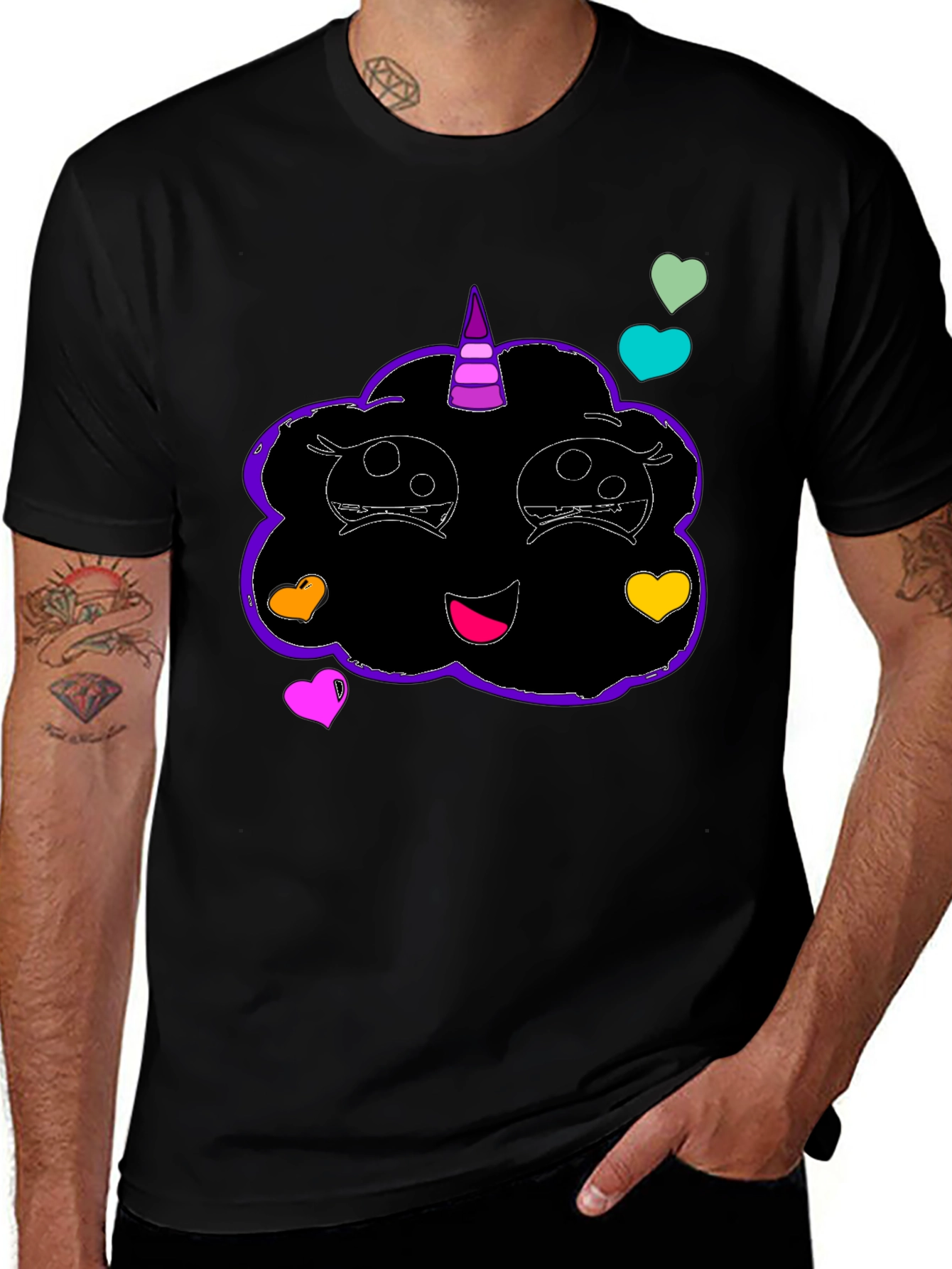 Variant 22 of Unicorn Cloud T-Shirt - Black Graphic Tee