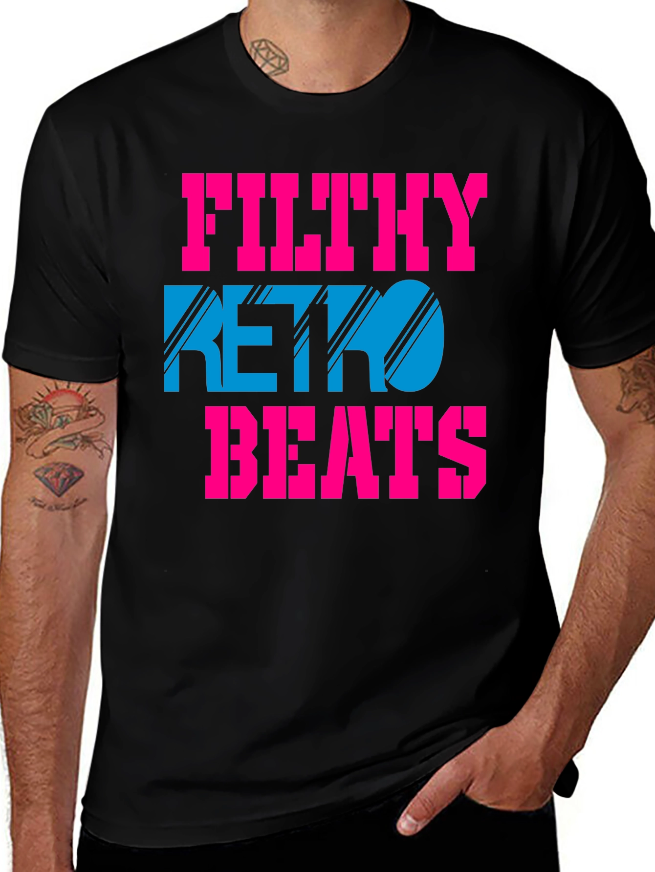 Variant 26 of Filthy Retro Beats T-Shirt - Black Graphic Tee