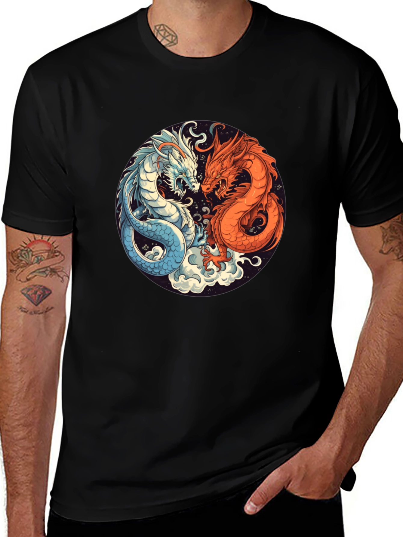 Variant 15 of Yin Yang Dragon Graphic Tee
