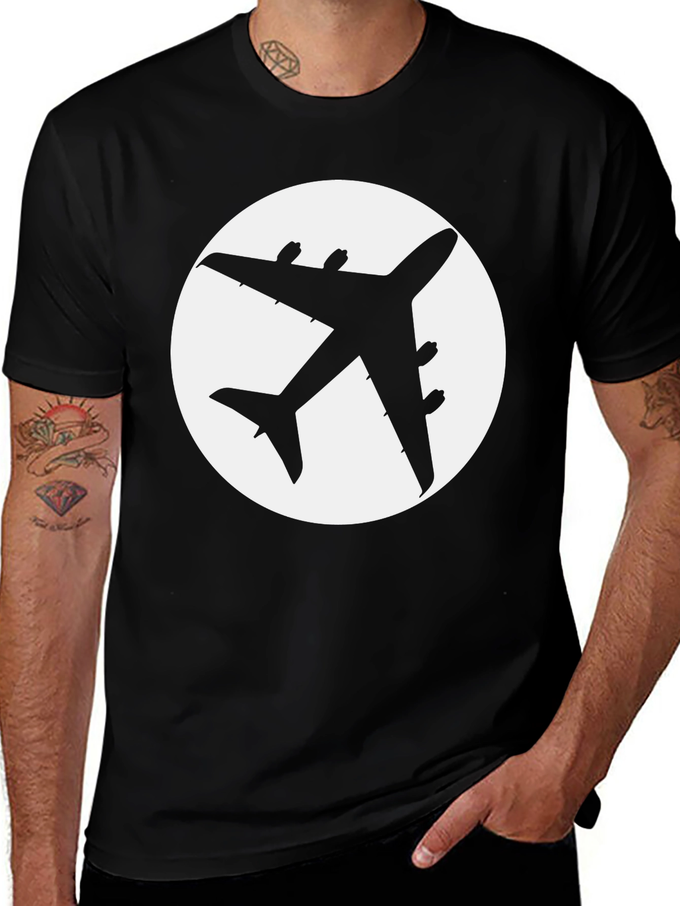Variant 29 of Airplane Silhouette Graphic Tee - Black