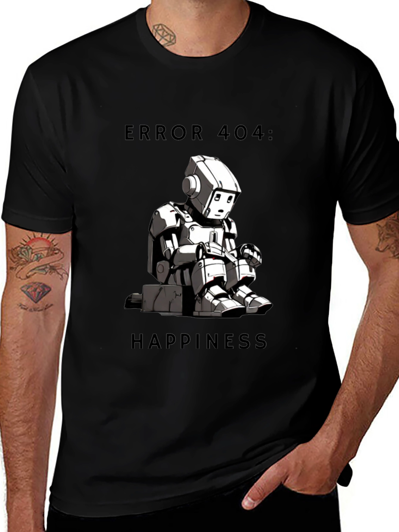 Variant 25 of Error 404: Happiness T-Shirt - Funny Robot Design