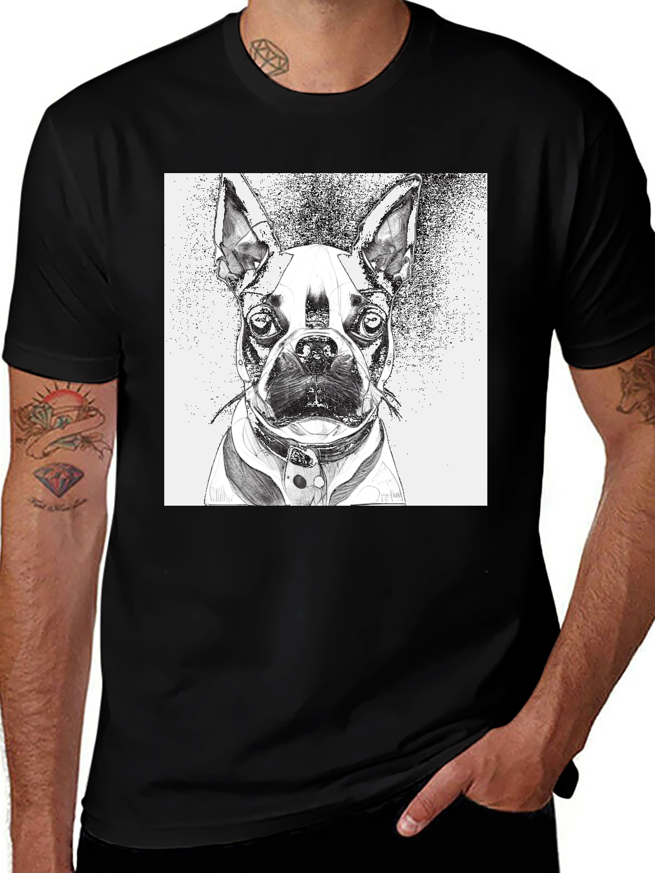 Variant 12 of Dog Sketch Graphic Tee - Unisex Black T-Shirt
