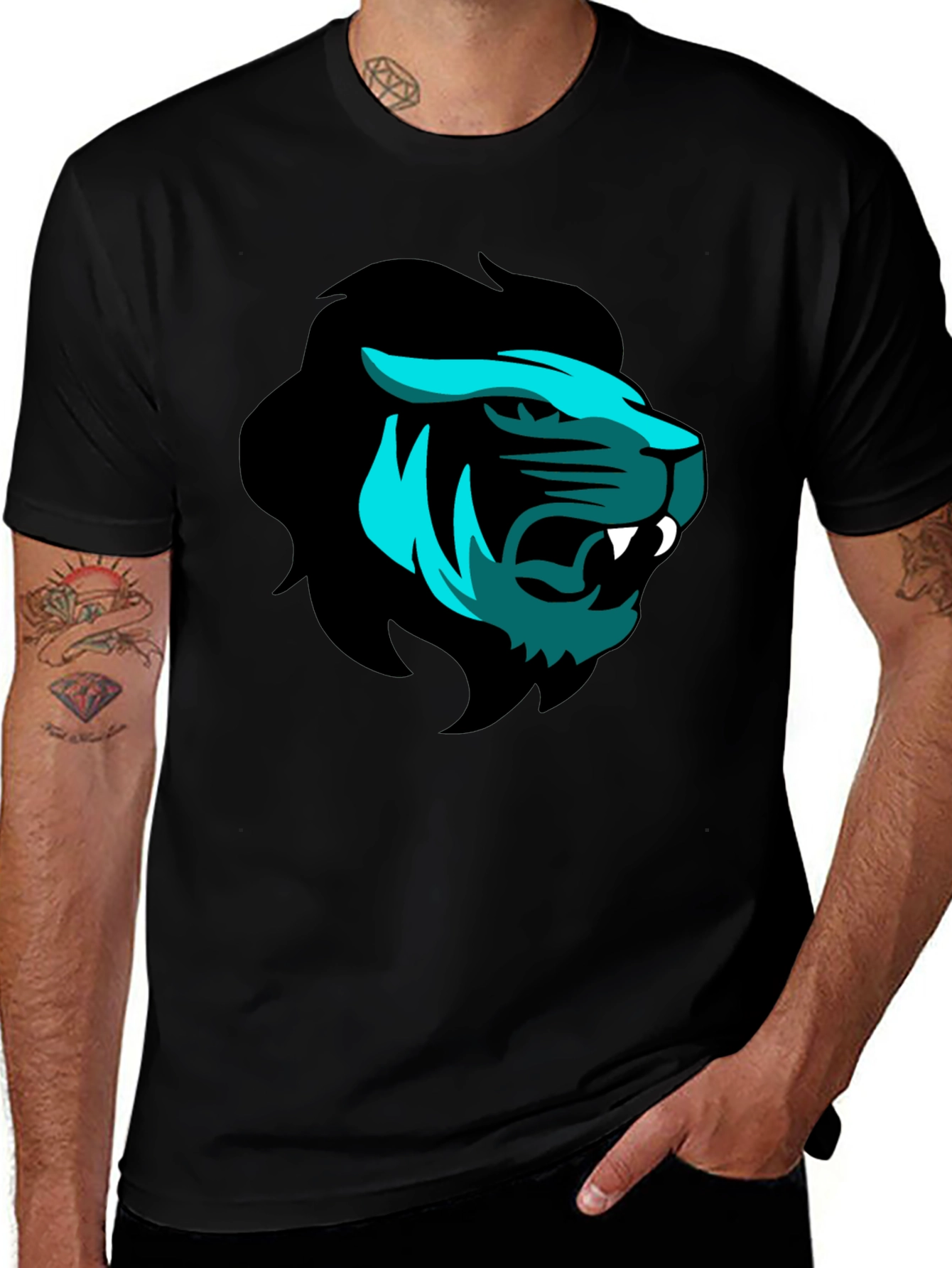 Variant 20 of Lion Graphic Tee - Bold Black T-Shirt