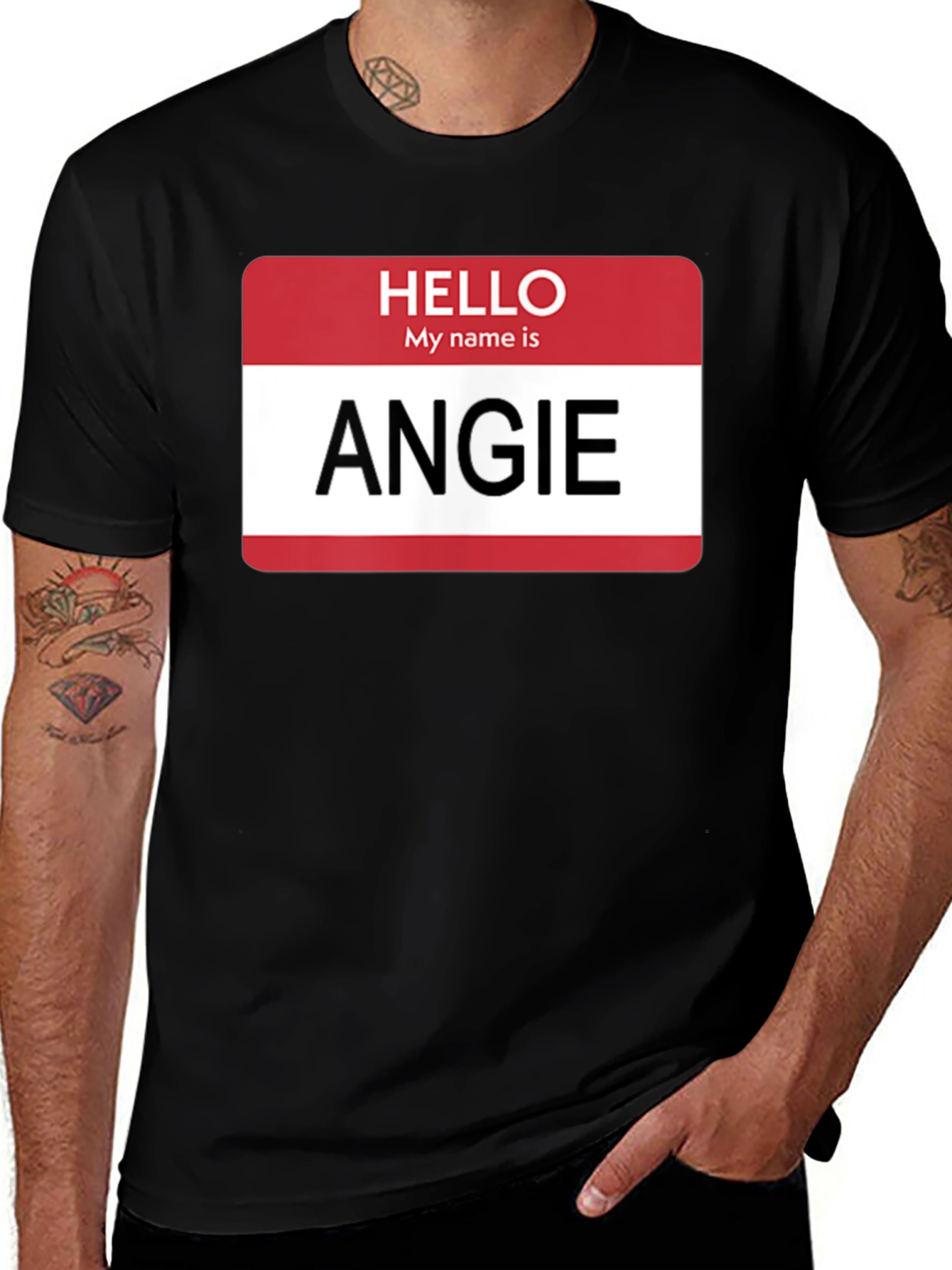 Hello My Name is Angie T-Shirt - Funny Introvert Tee