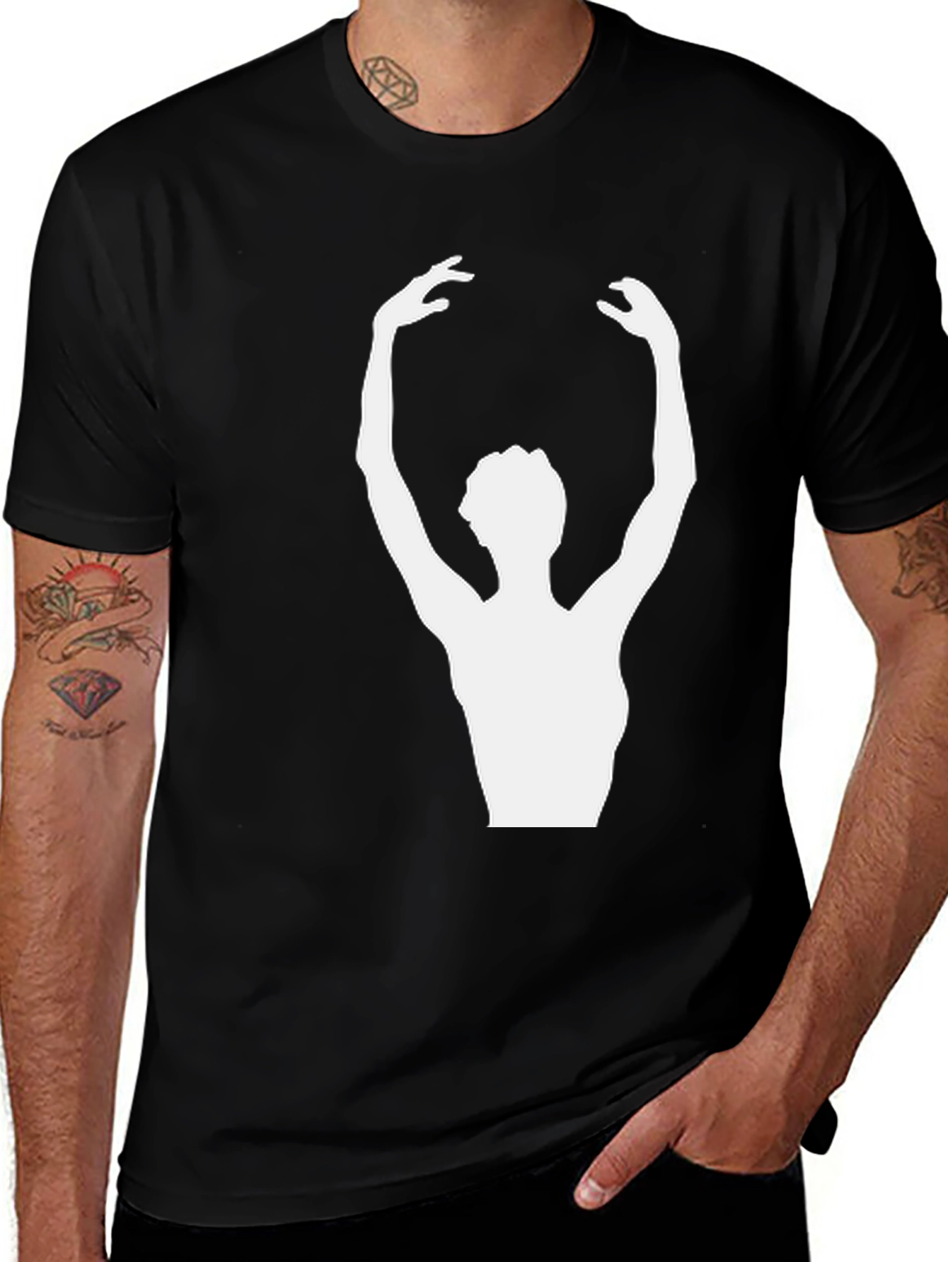Variant 30 of Ballerina Graphic Tee - Stylish Unisex Black T-Shirt