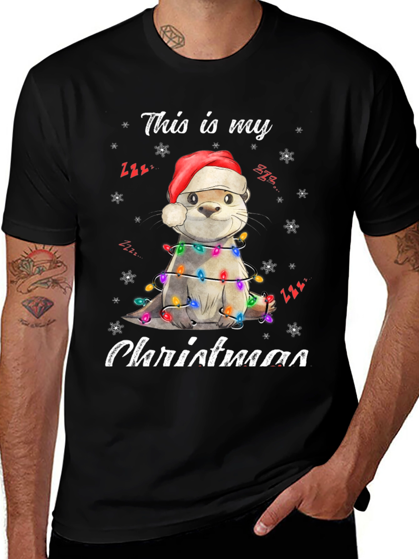 Variant 18 of Festive Otter Christmas T-Shirt
