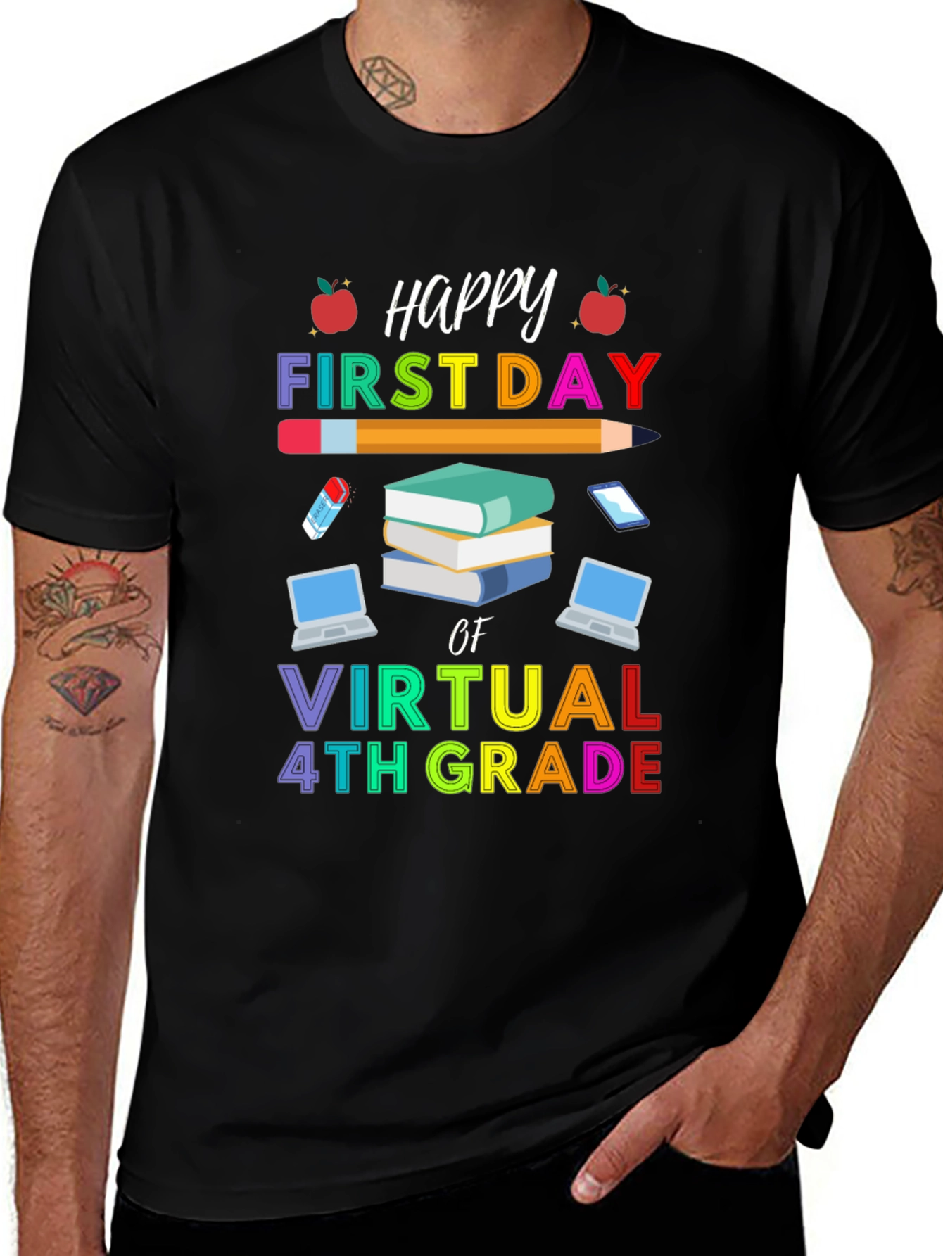 Variant 7 of Happy First Day of Virtual 4th Grade T-Shirt