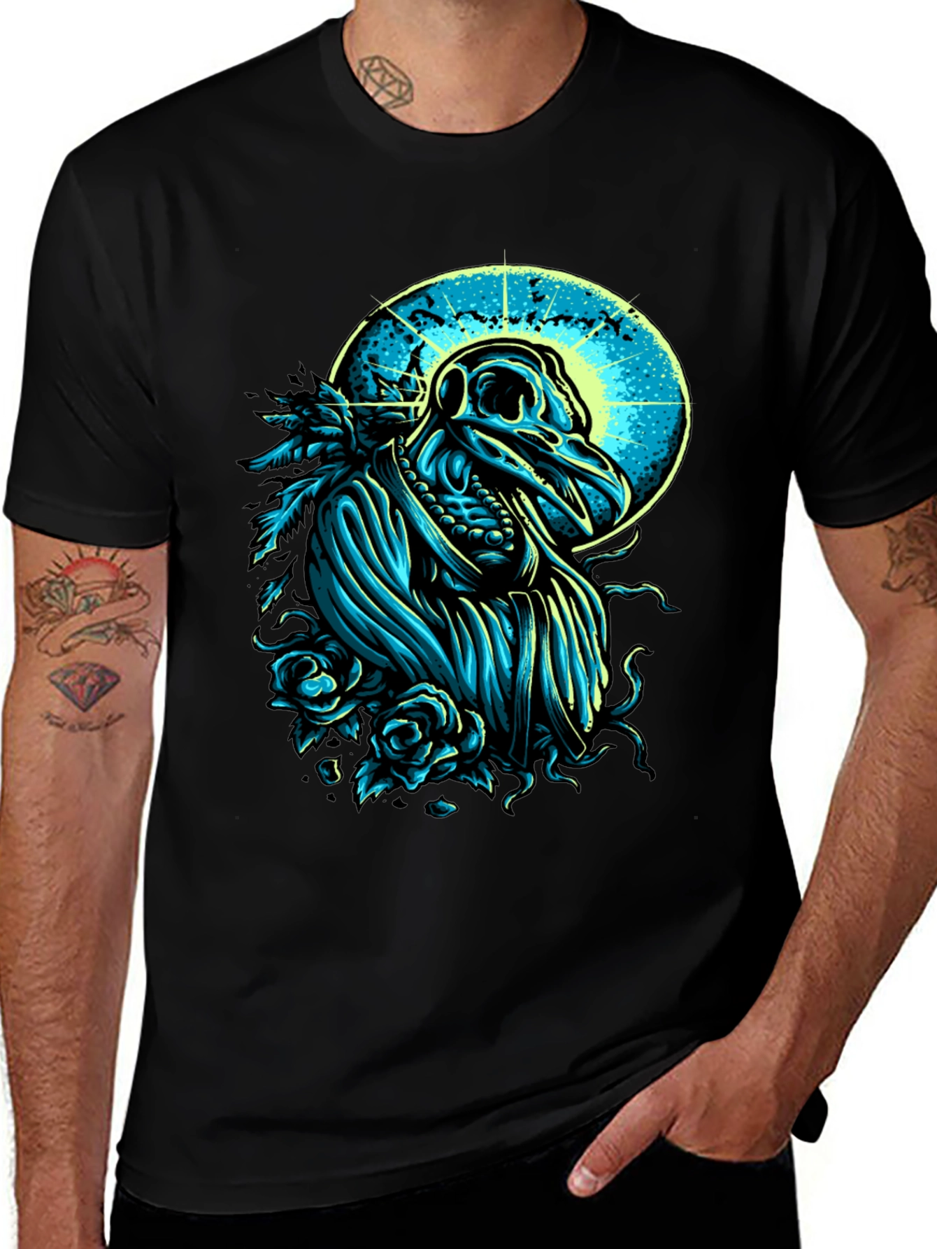 Variant 5 of Raven Skull Graphic Tee - Unique Design