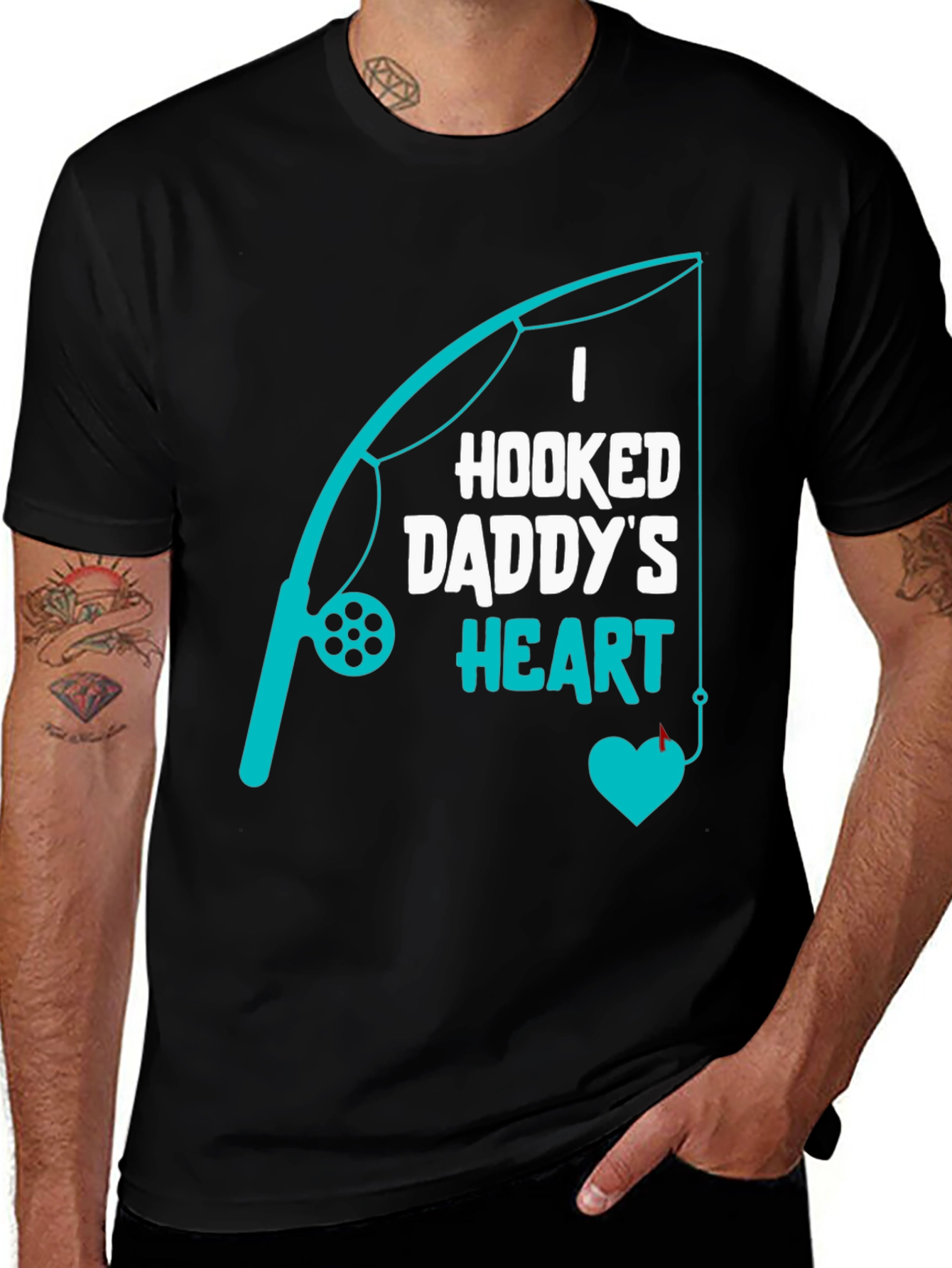Variant 19 of Hooked Daddy's Heart Fishing T-Shirt