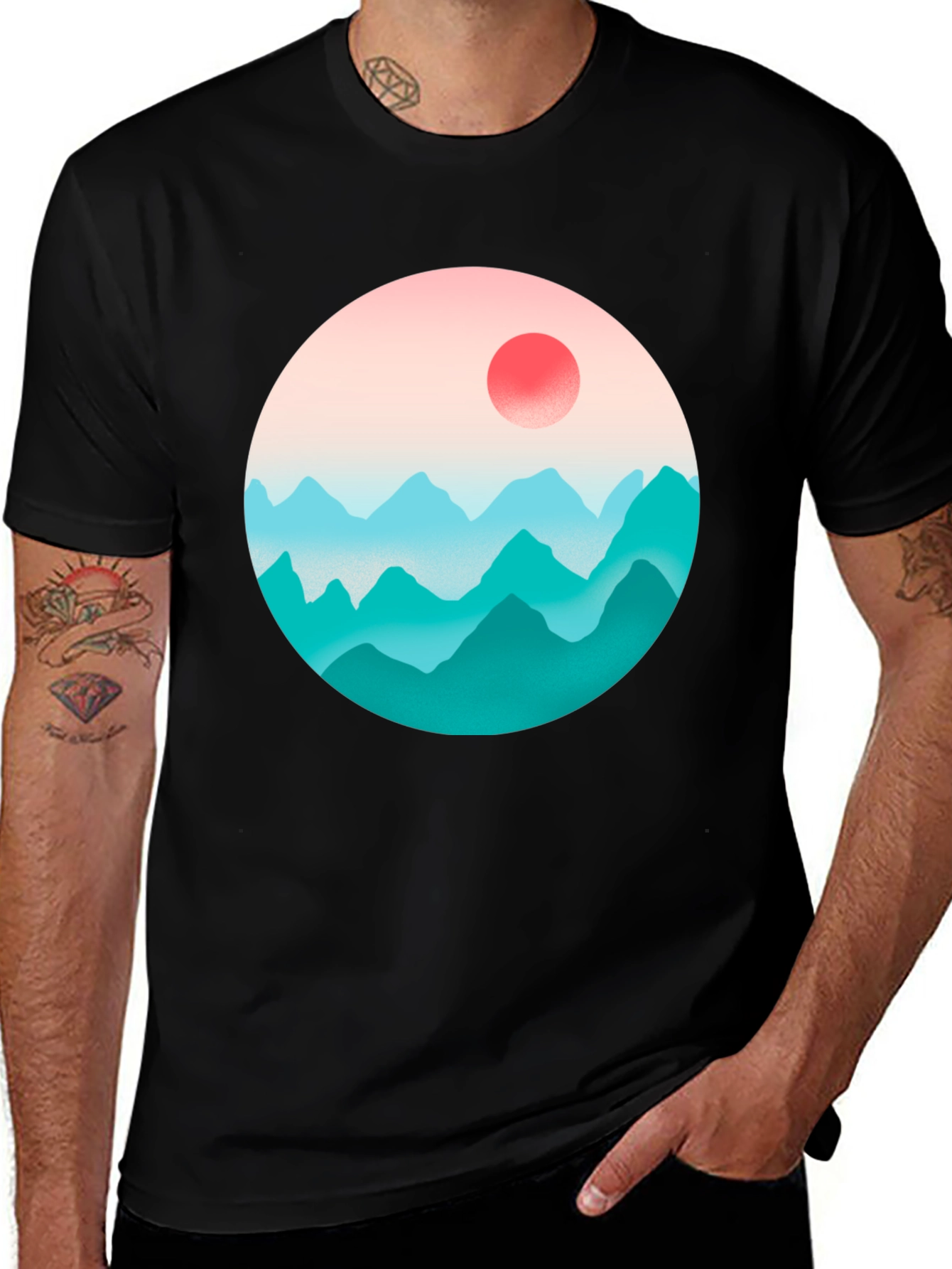 Variant 3 of Mountainscape Graphic Black Tee