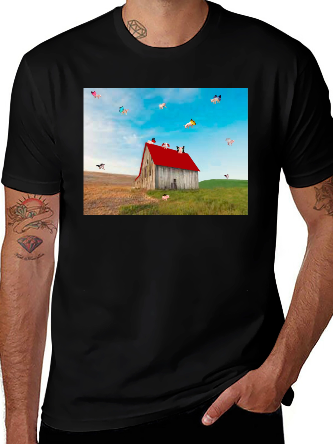 Variant 4 of Flying Pigs Farm Barn T-Shirt