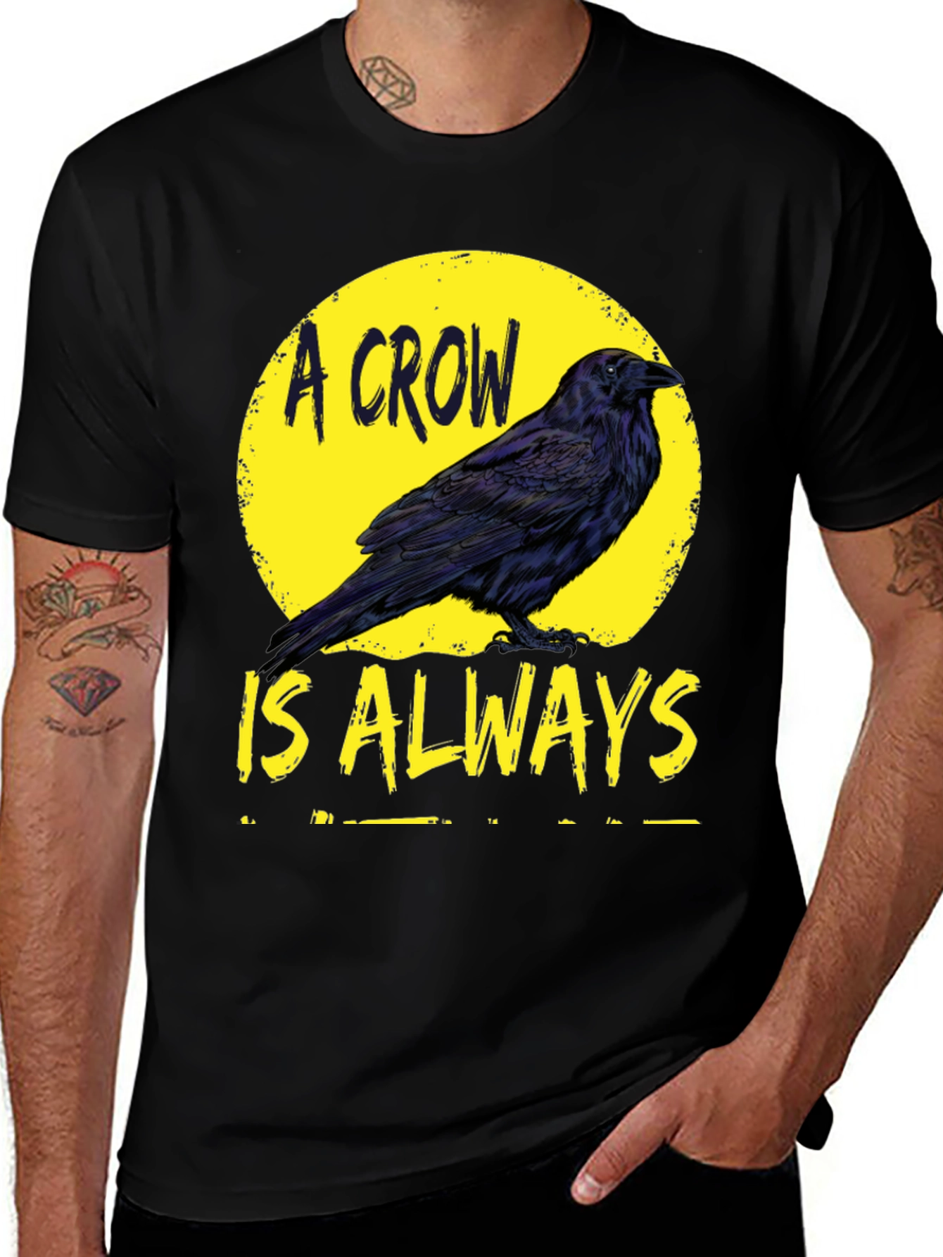 Variant 19 of A Crow is Always T-Shirt - Black Raven Graphic Tee