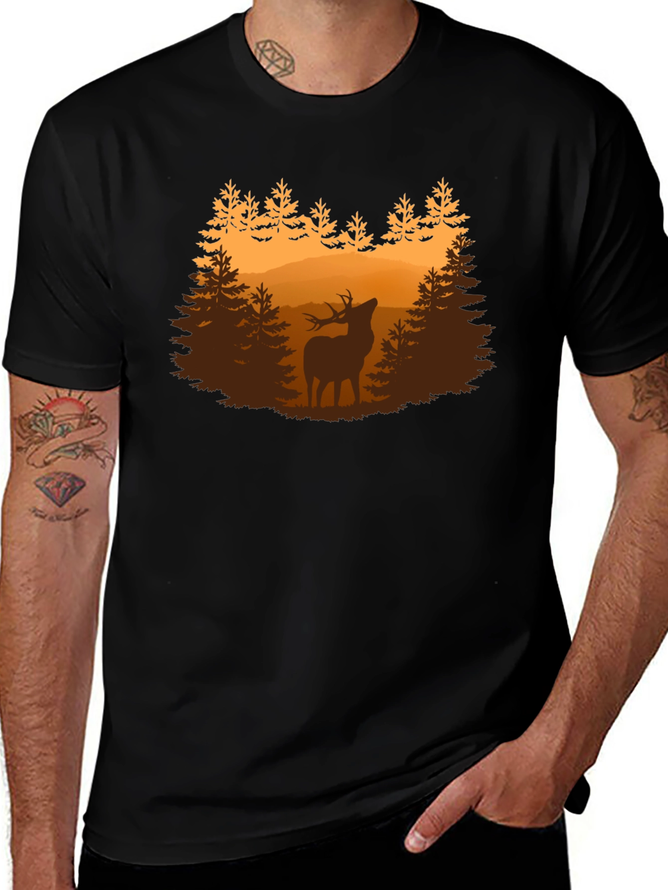 Variant 20 of Deer Forest Graphic Tee - Nature Lover's Shirt
