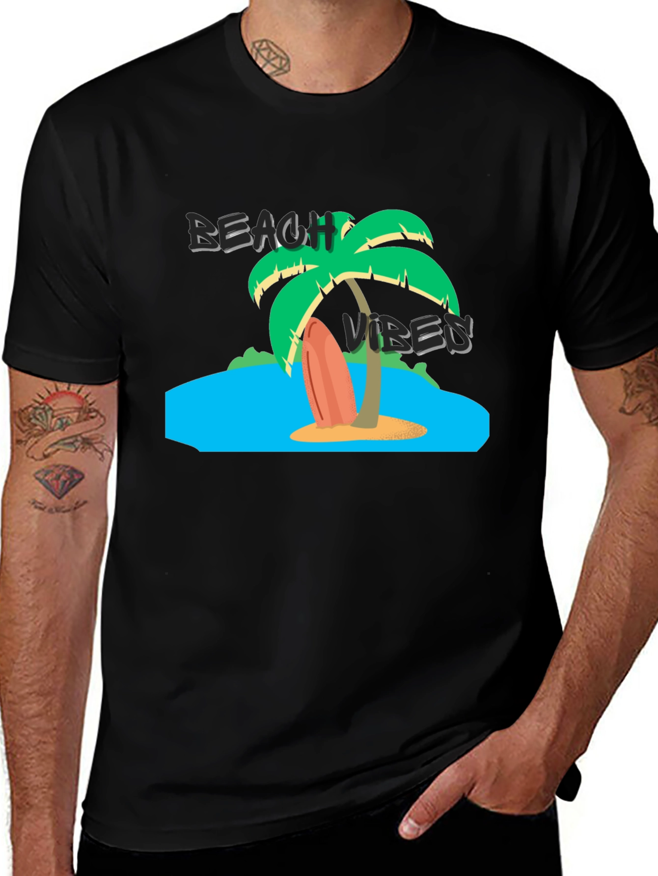Variant 7 of Beach Vibes Graphic Black T-Shirt