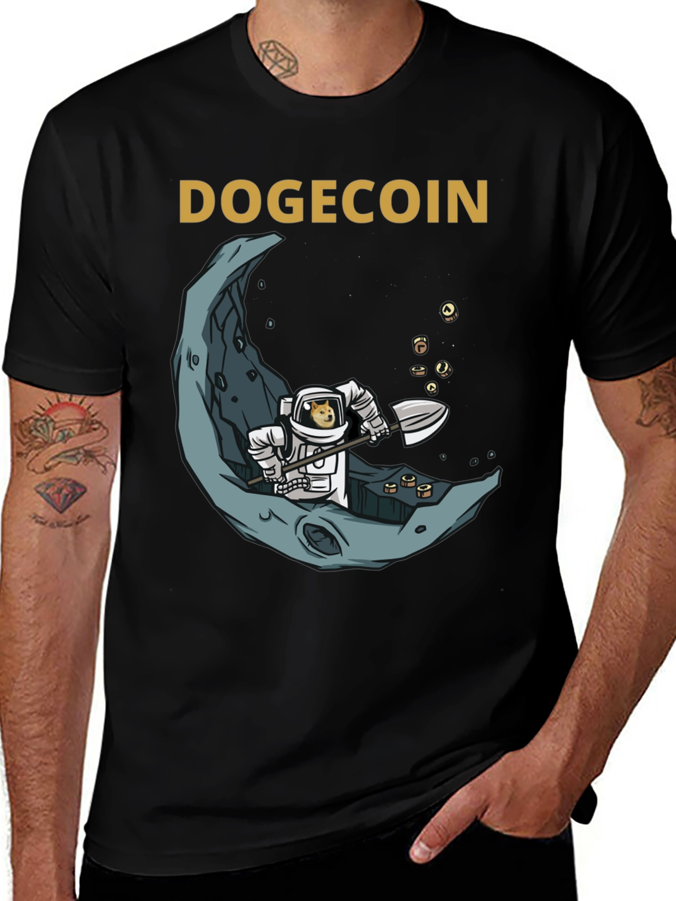 Dogecoin Astronaut Moon Mining Graphic Tee