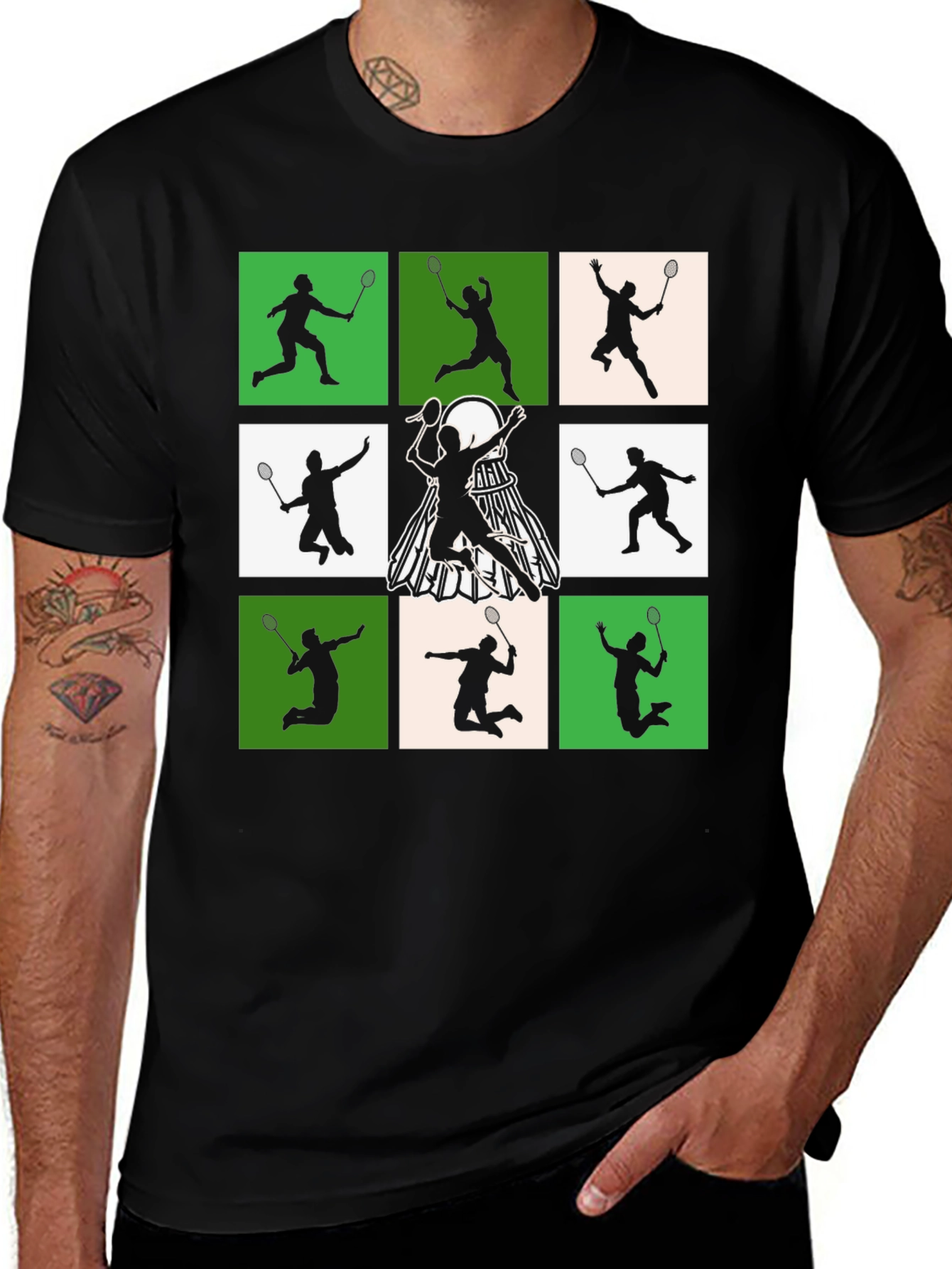 Variant 7 of Badminton Player Silhouette Graphic Tee