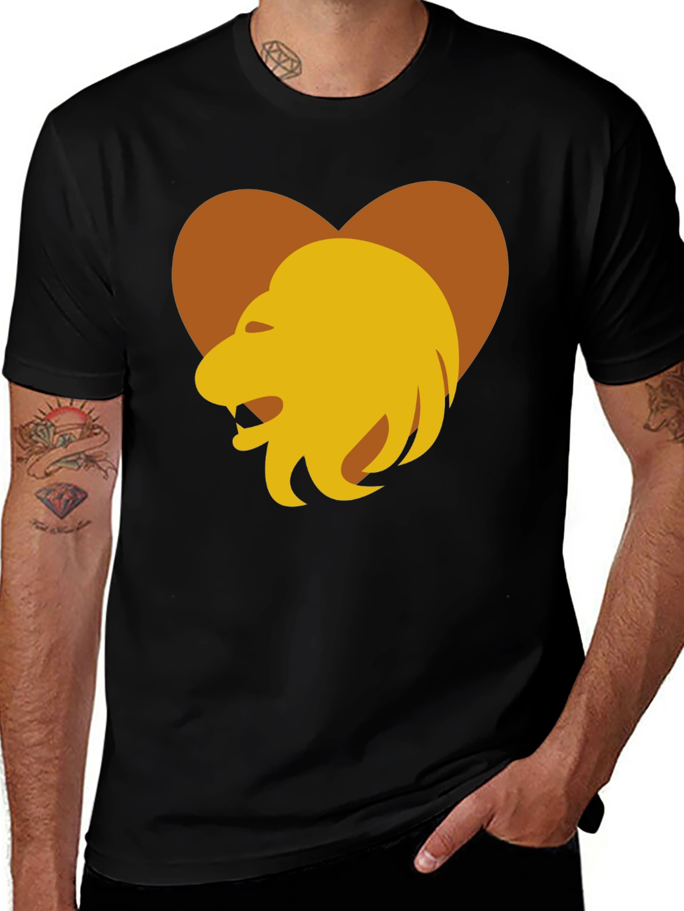 Variant 14 of Lion Heart Graphic Tee - Men's Black T-Shirt
