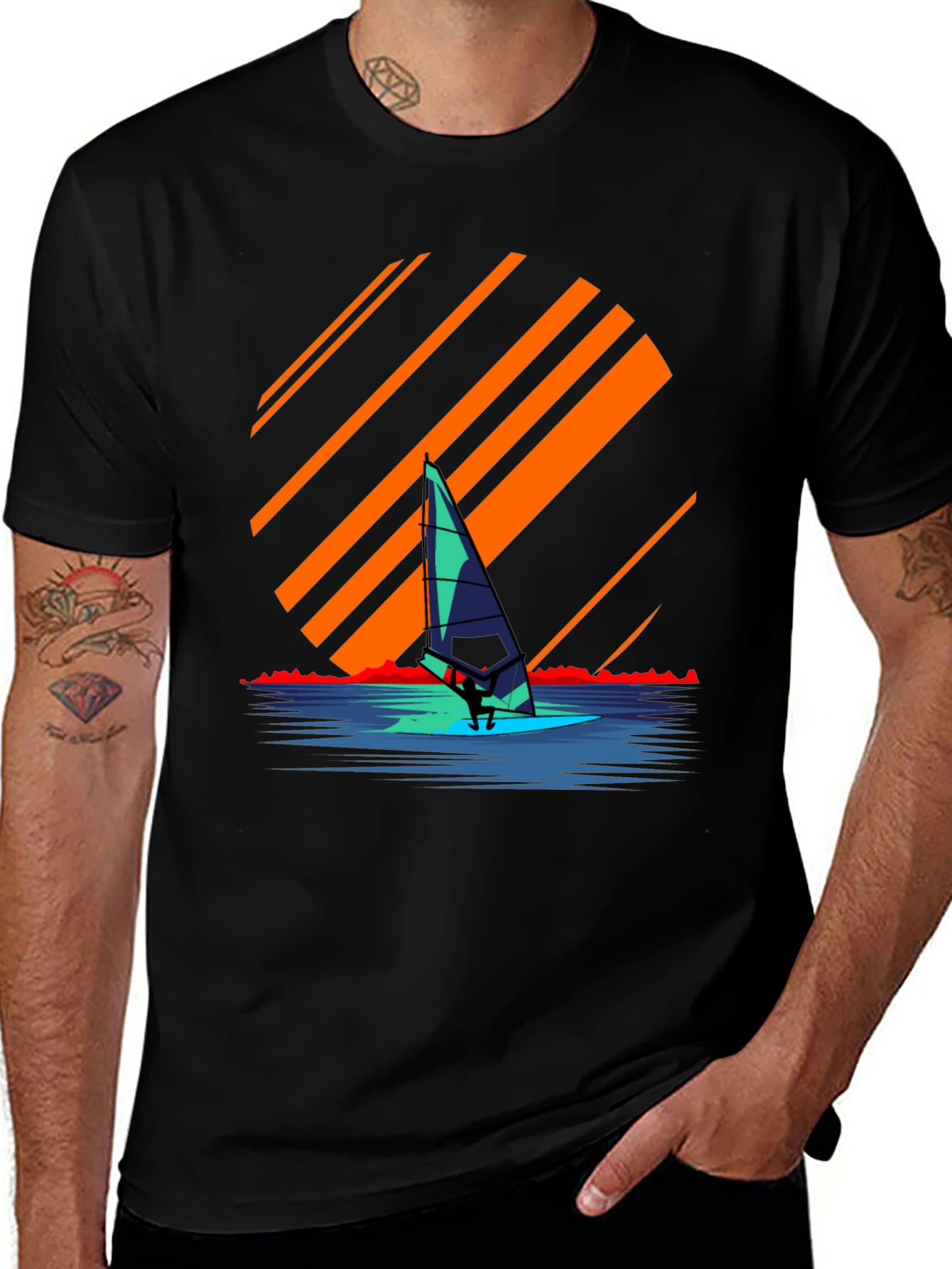 Variant 19 of Windsurfing Sunset Graphic Tee - Retro Style