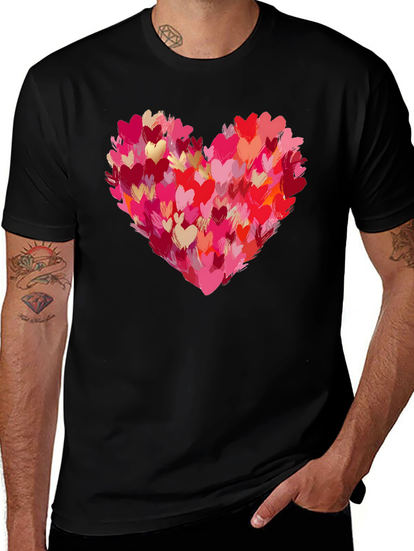 Variant 13 of Heart Brushstrokes Men's Black T-Shirt