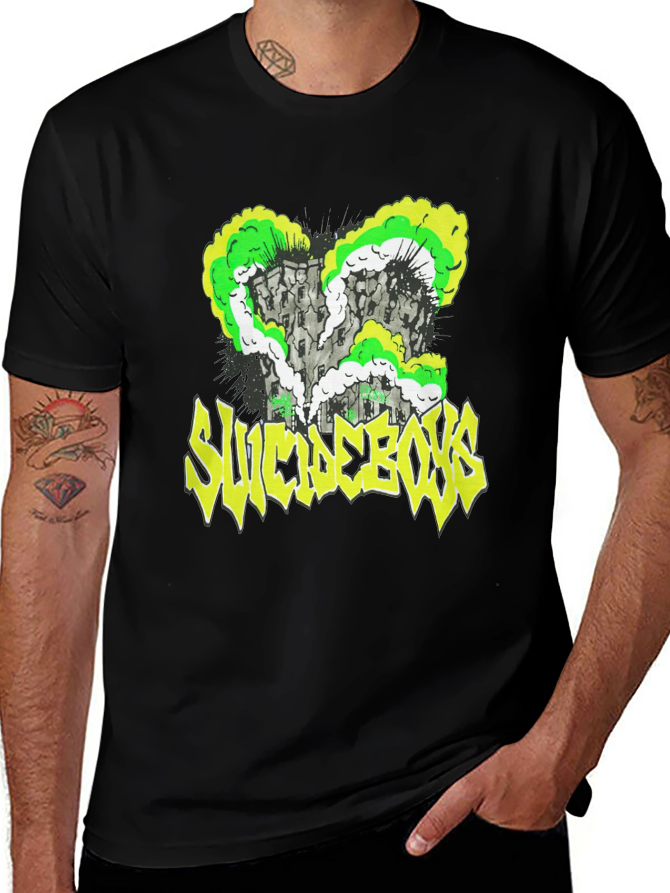 Variant 21 of Suicideboys Graphic Print T-Shirt, Black Cotton Tee