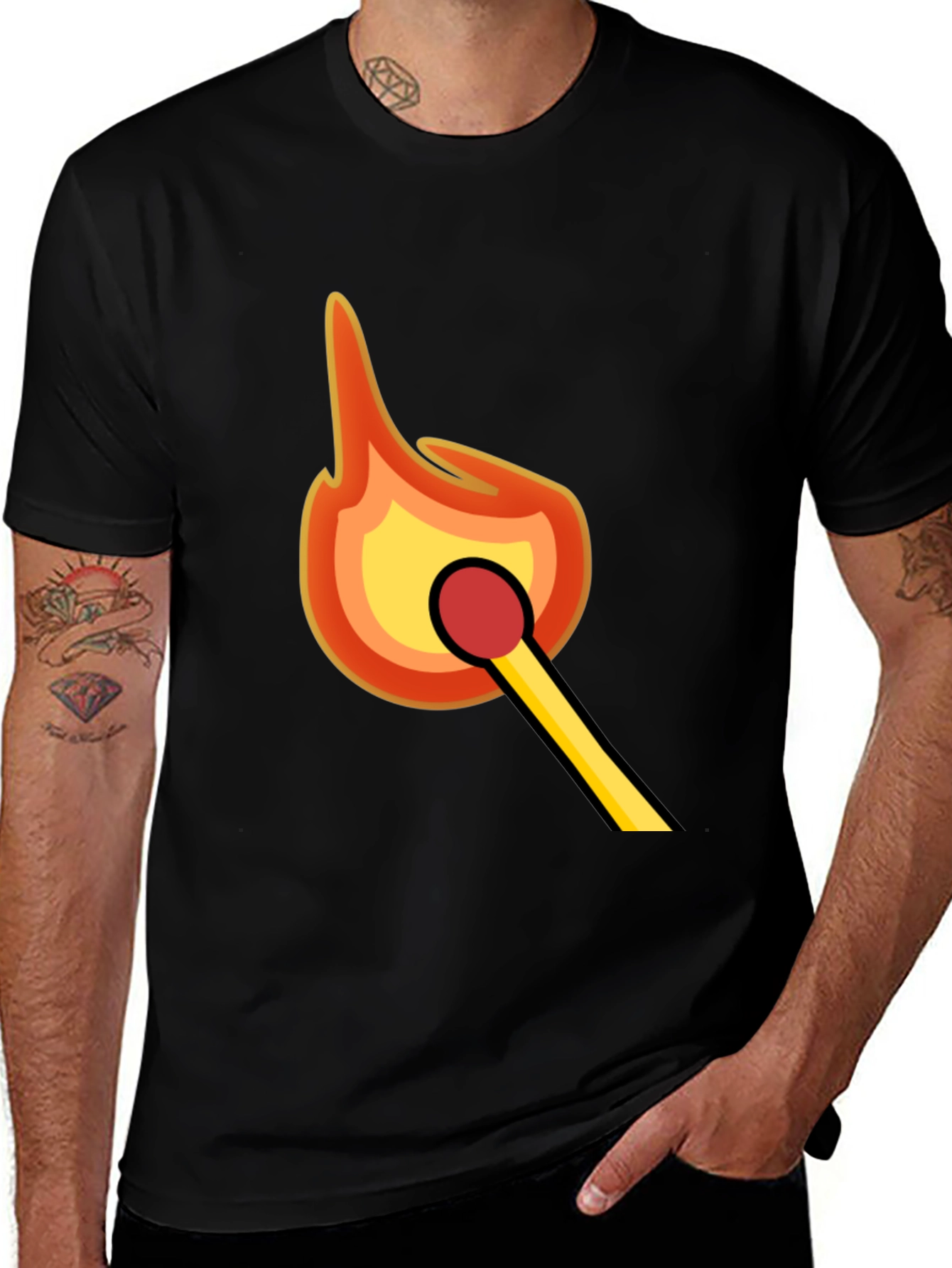 Variant 12 of Match Flame Graphic Tee - Classic Black T-Shirt