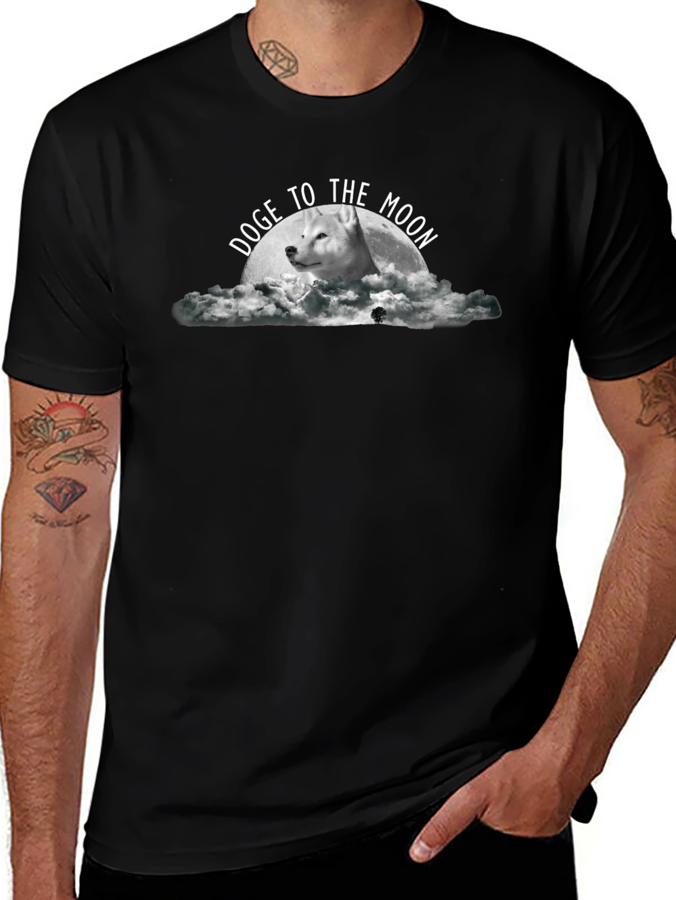 Variant 6 of Doge To The Moon T-Shirt Black Cotton Blend