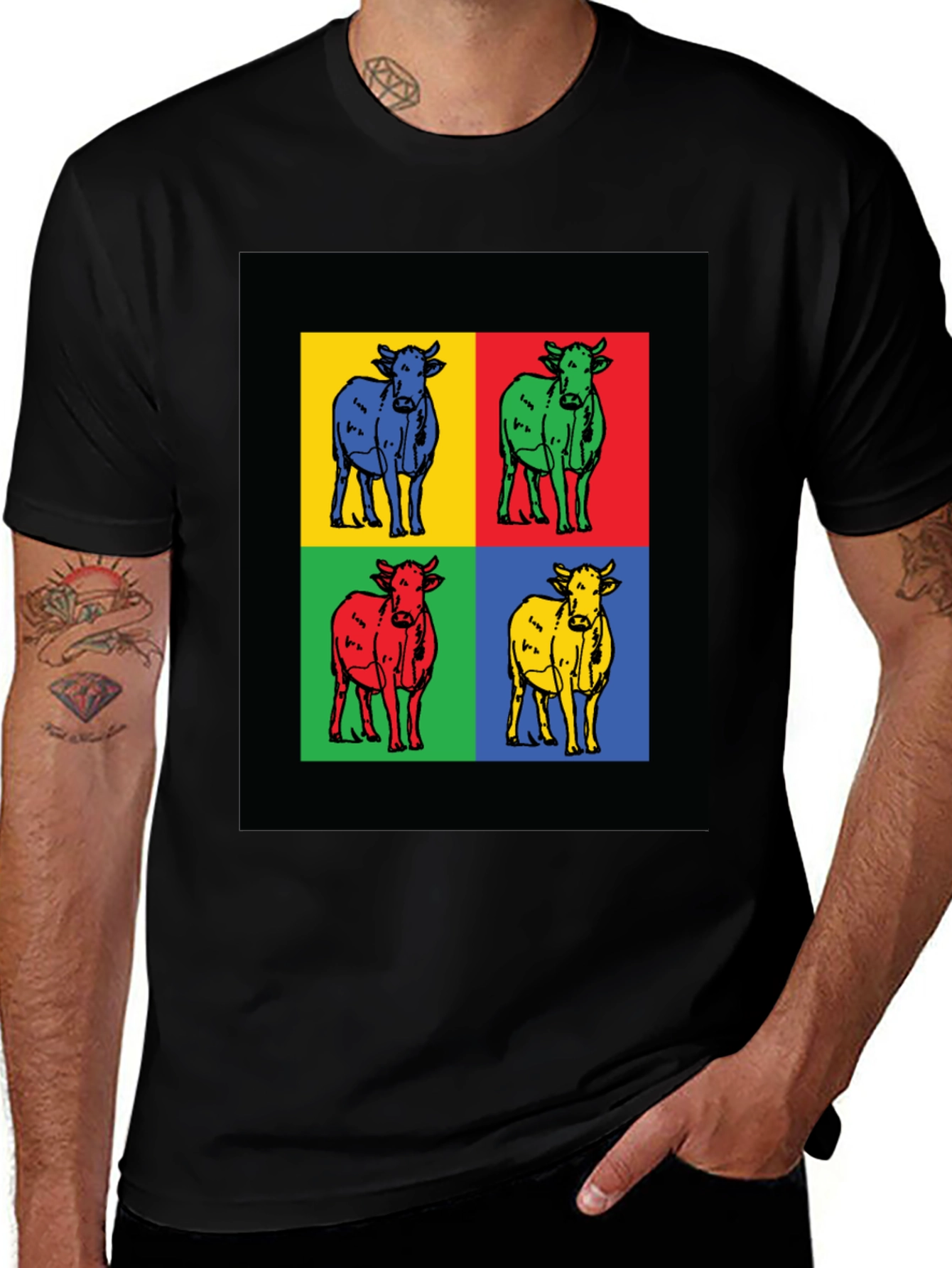 Variant 19 of Pop Art Cow Graphic Tee - Modern Style