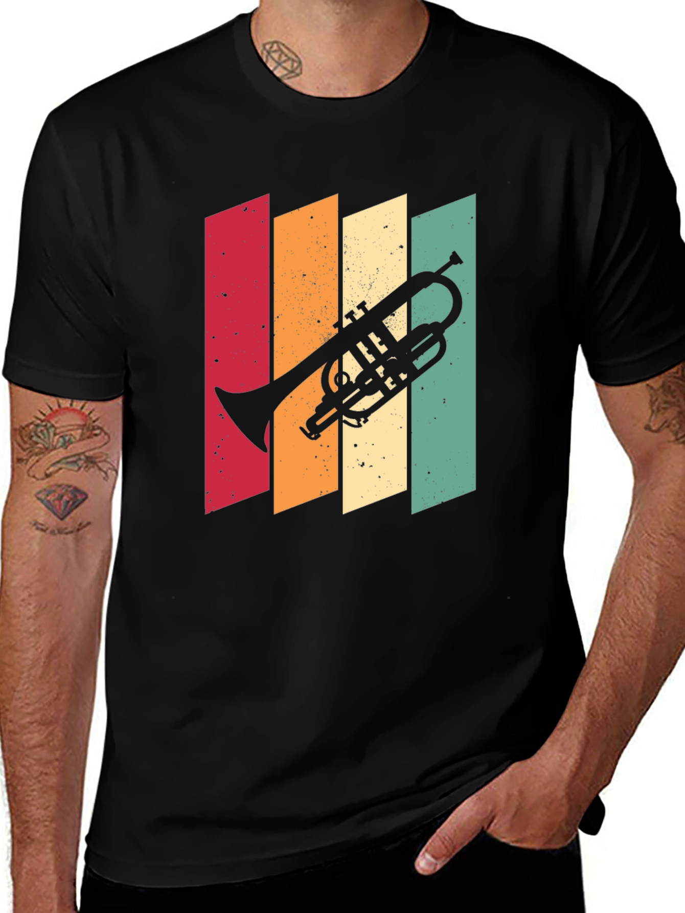 Variant 20 of Retro Trumpet Graphic T-Shirt - Vintage Style Music Tee