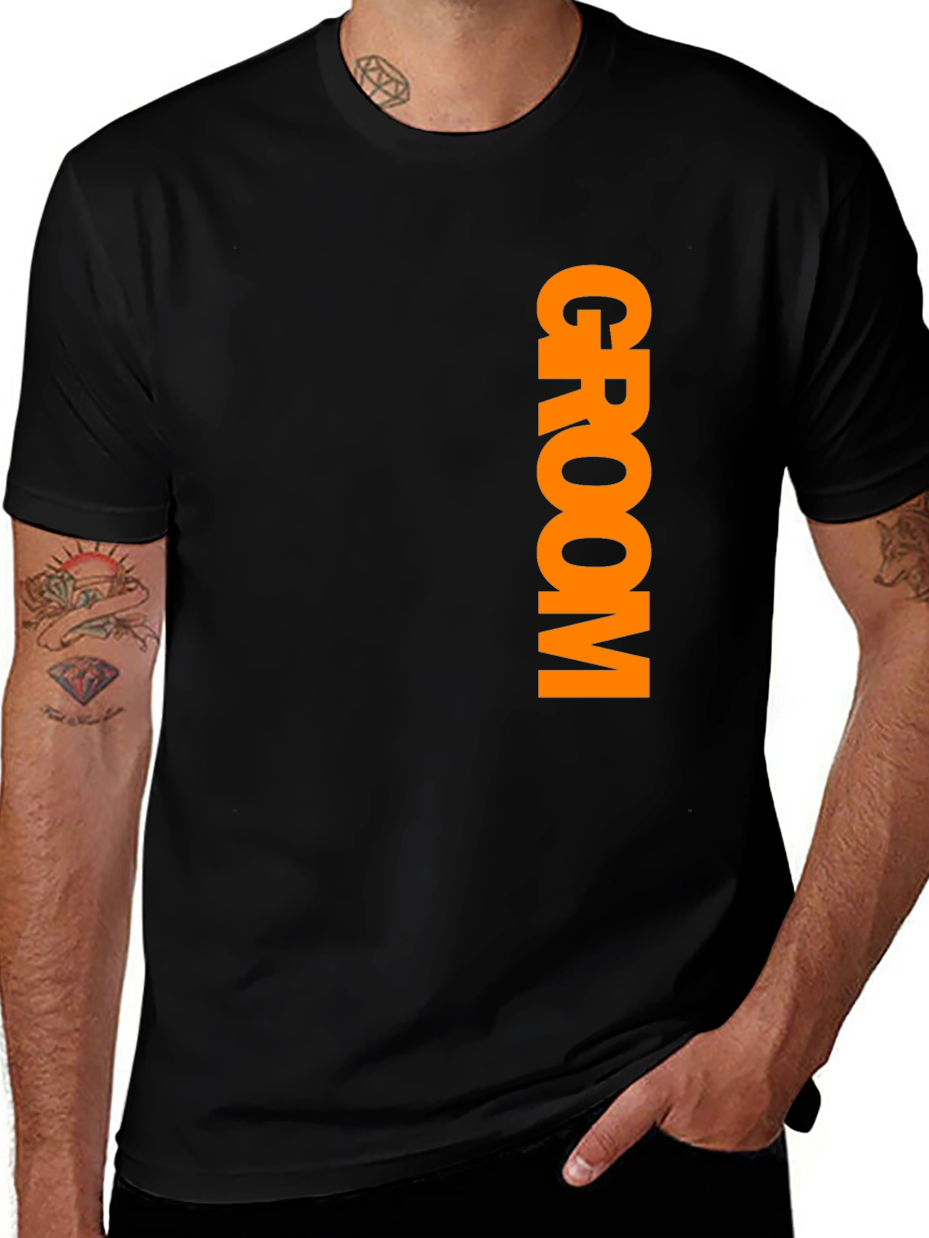 Variant 28 of Groom Crew Tee - Black Cotton Wedding Party Shirt