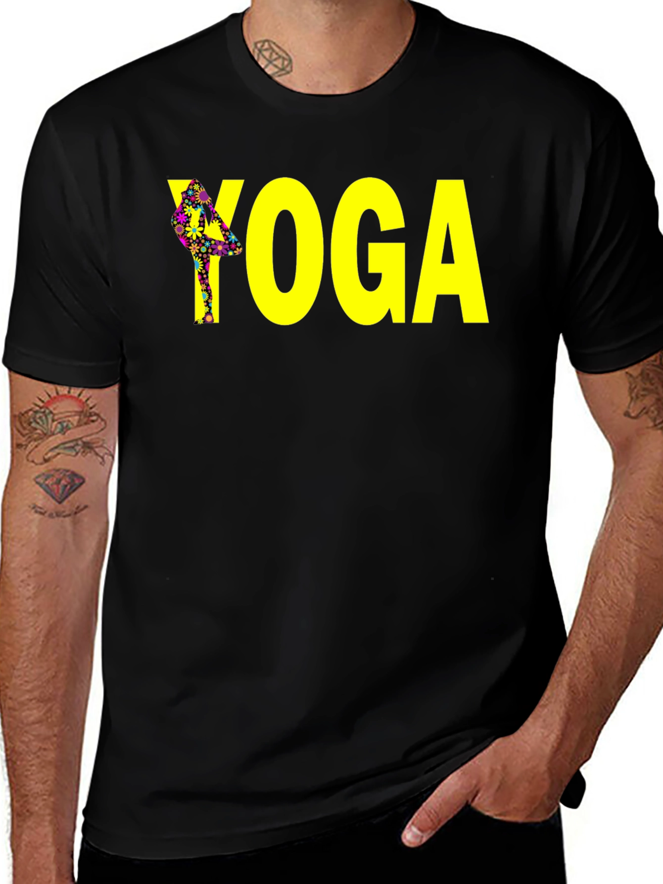 Variant 19 of Yoga Tree Pose Graphic Tee - Black
